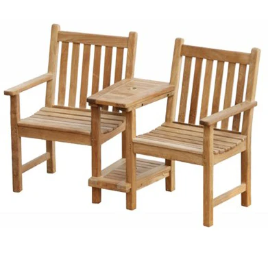 Alexander Teak Garden Rish Companion Love Seat With Cushions - Image 3