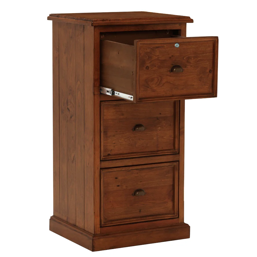 Oxford Antique Pine 3 Drawer Filing Cabinet - Image 3
