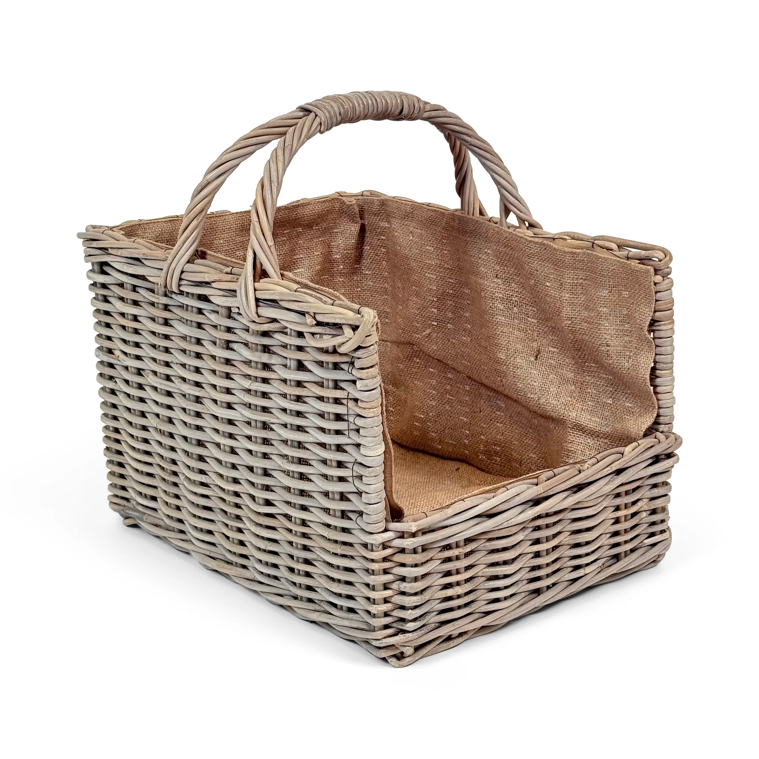 Antique Wash Open End Wicker Log Basket | Large - Image 3