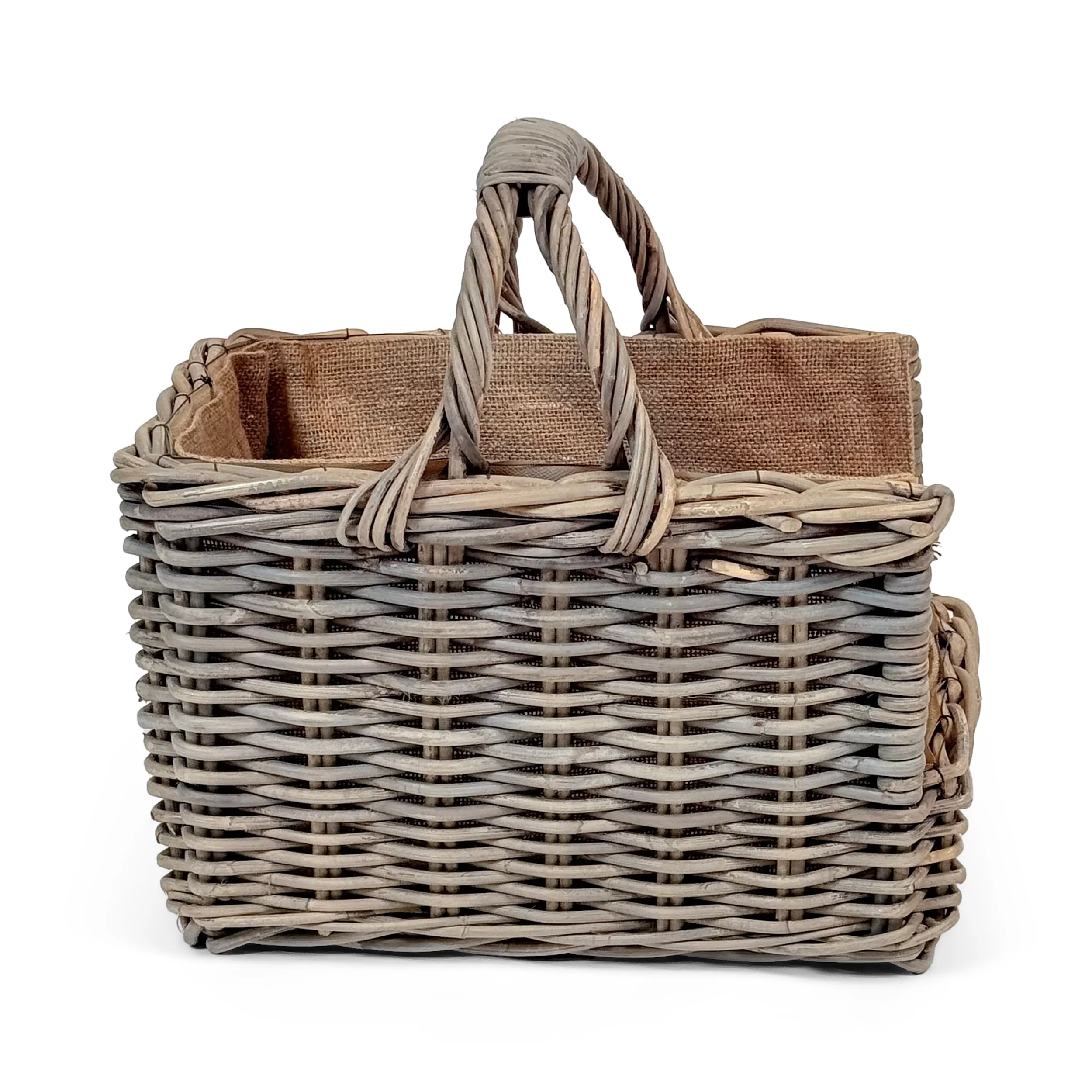 Antique Wash Open End Wicker Log Basket | Medium - Image 4