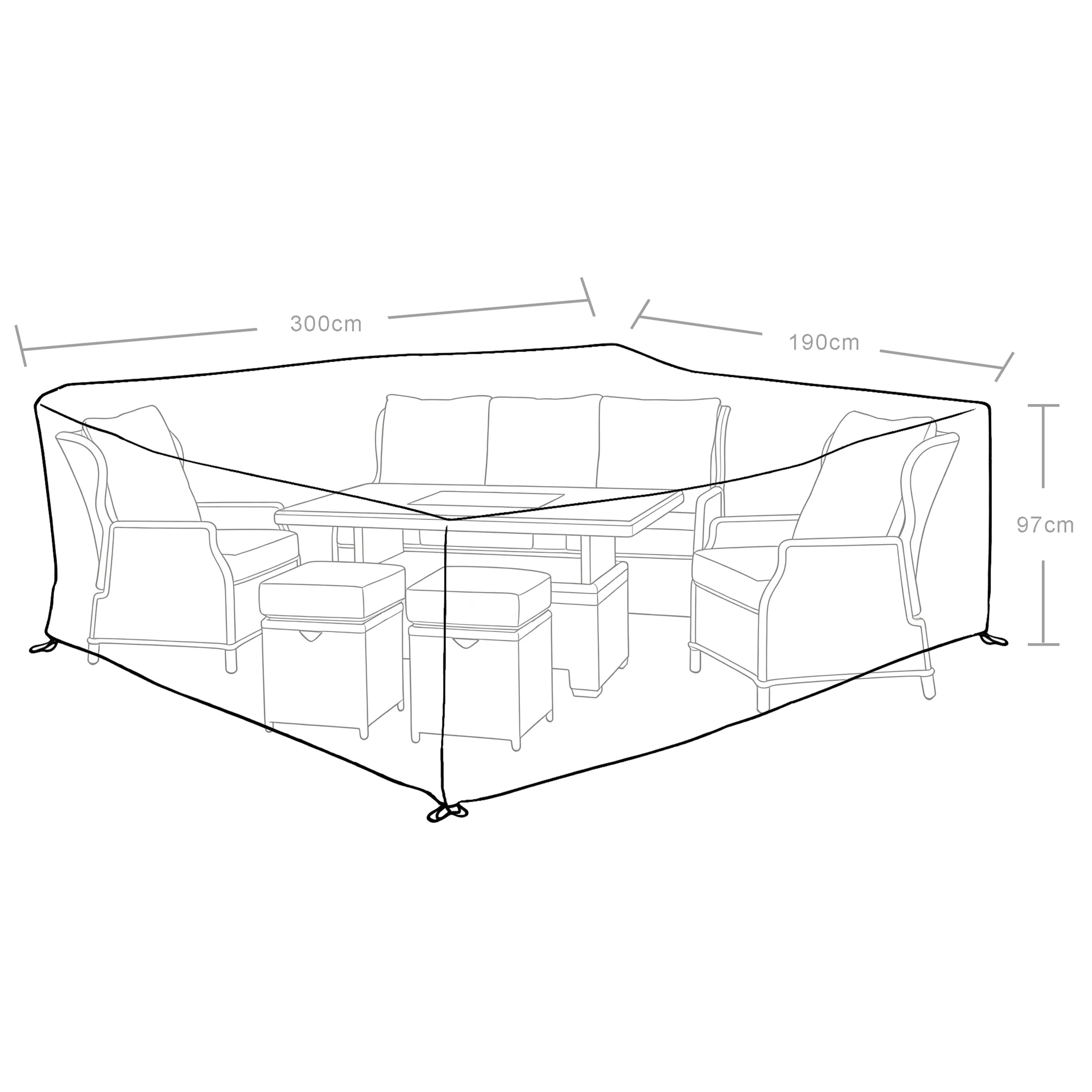 Archie Garden 6 Piece Reclining Sofa Dining Set Waterproof Cover - Image 3