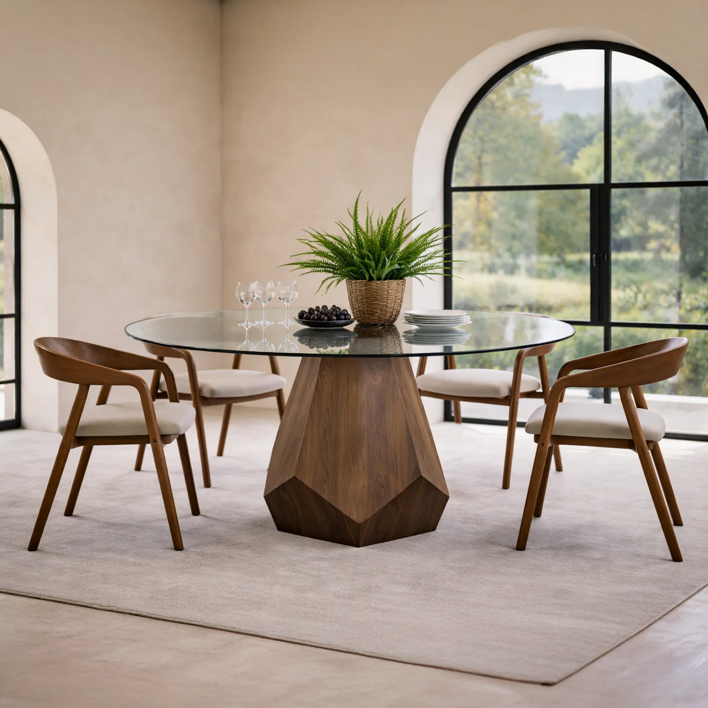 Aura Noir Hex Dining Table | Walnut