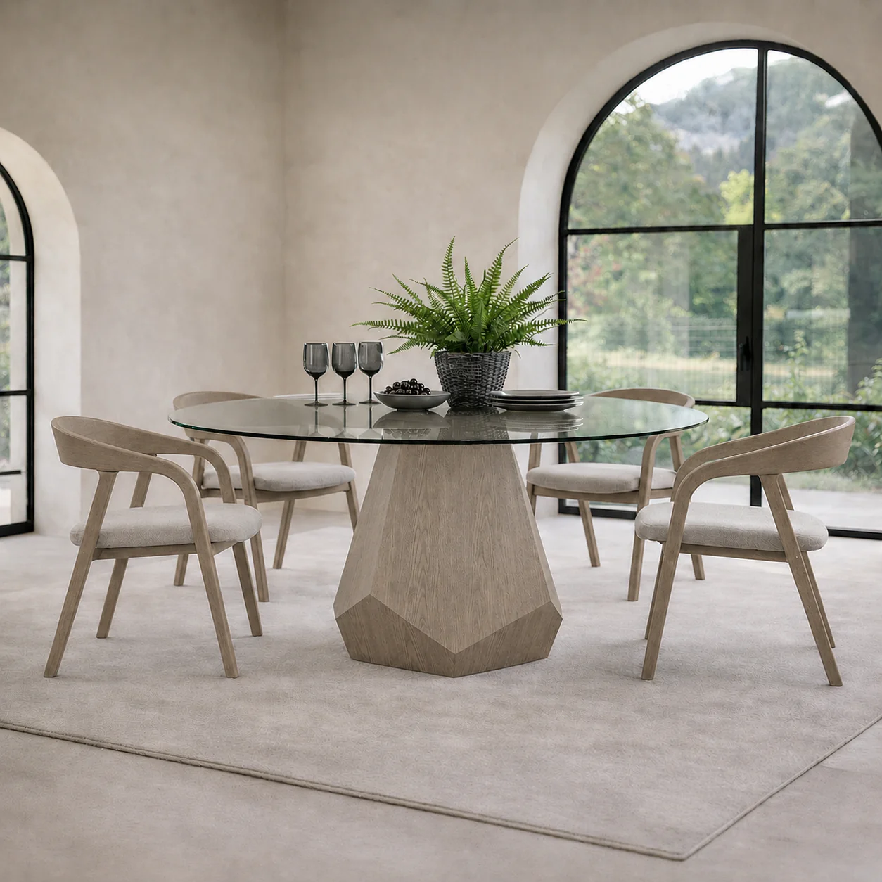 Aura Noir Hex Dining Table | Smoked Grey