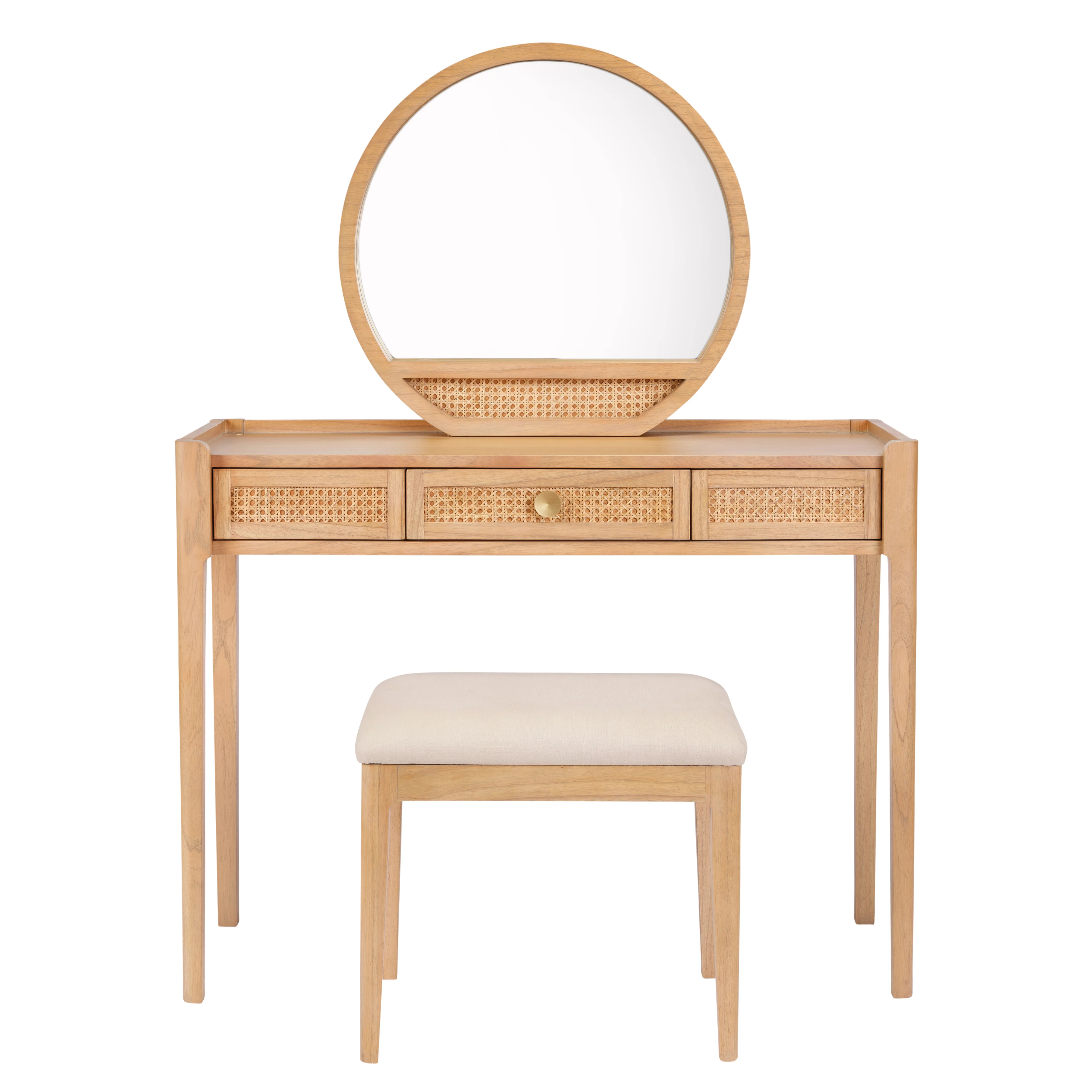 Bali Rattan Dressing Table, Mirror & Stool Set - Image 3