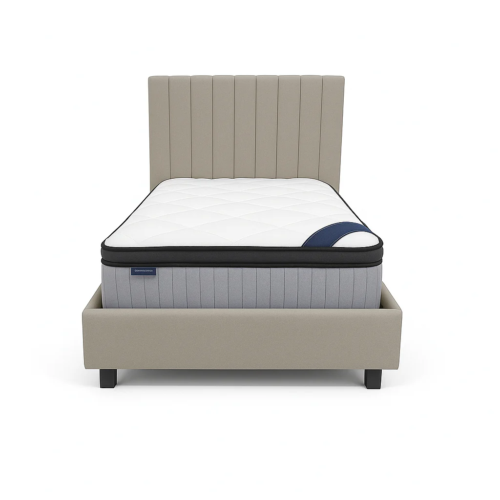 Bantry 3ft Single Fabric Bed | Latte - Image 2