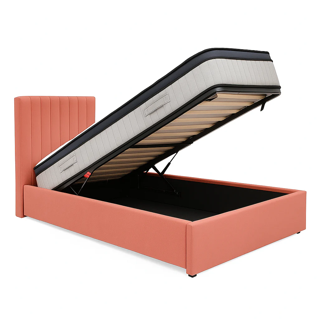 Bantry 3ft Single Ottoman Fabric Bed | Rose - Image 3