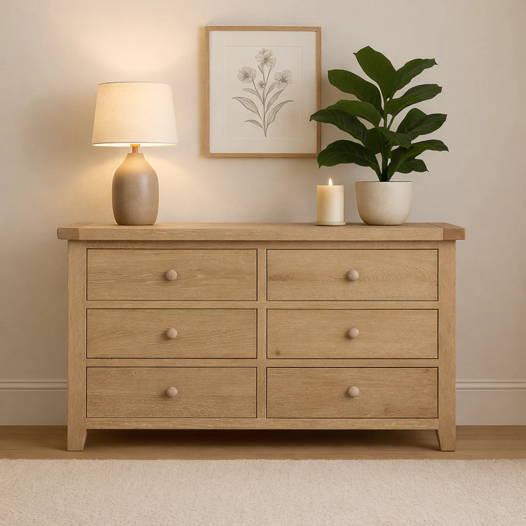 Bath Whitewash Oak 6 Drawer Chest