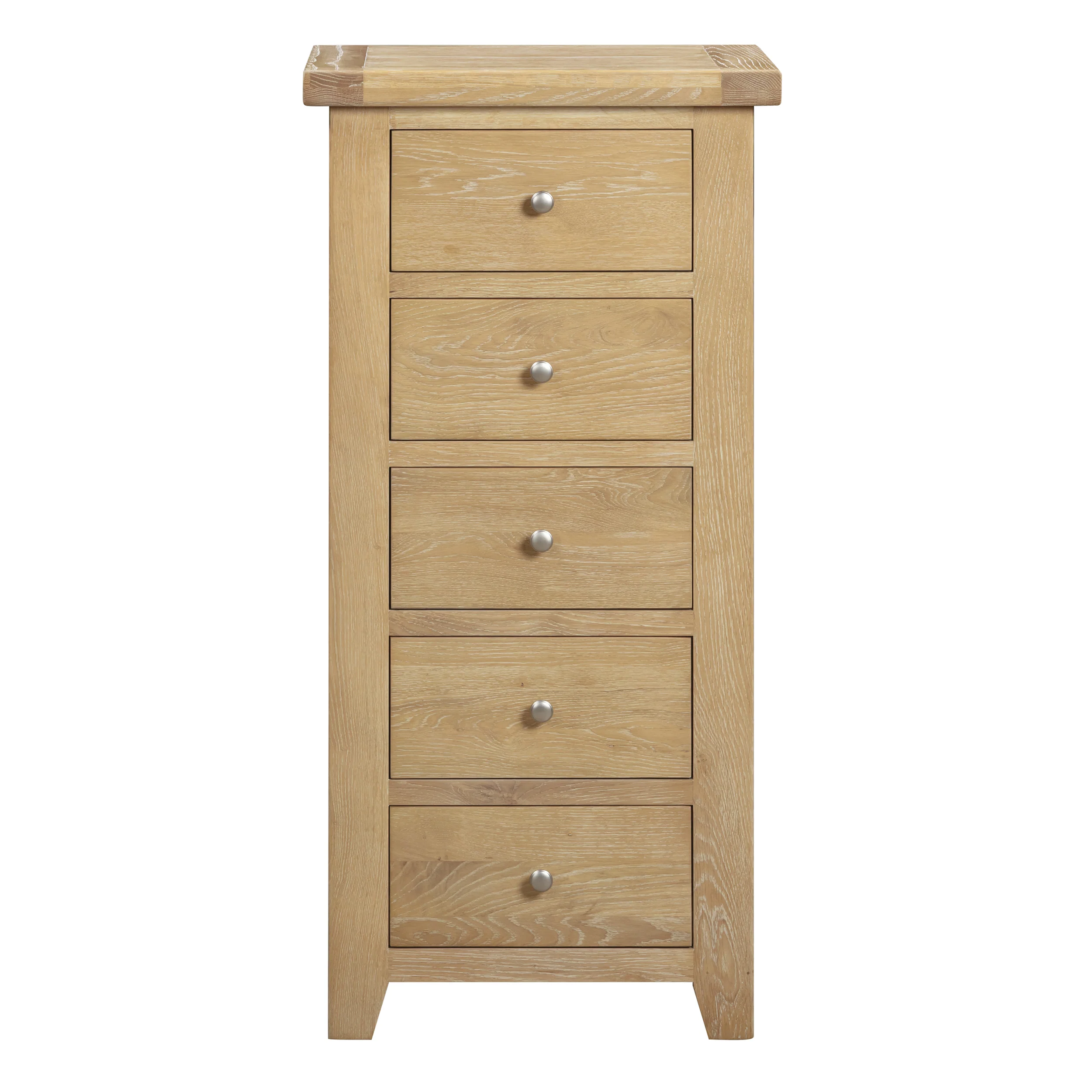 Bath Whitewash Oak Tall 5 Drawer Chest - Image 3