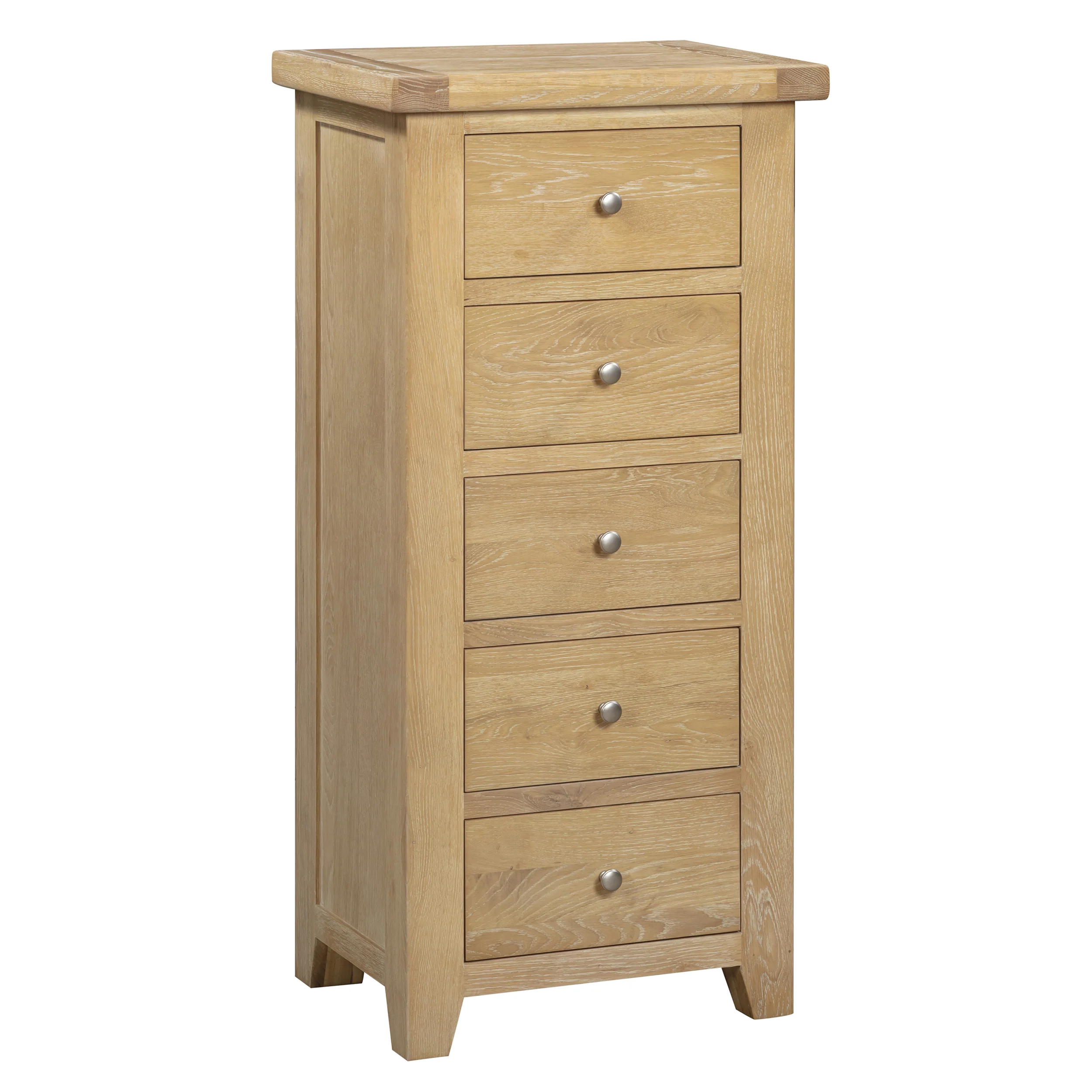 Bath Whitewash Oak Tall 5 Drawer Chest - Image 4