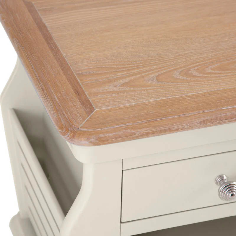 Brighton Warm White Painted Lamp Table with Magazine Holder - Grade B - Image 10