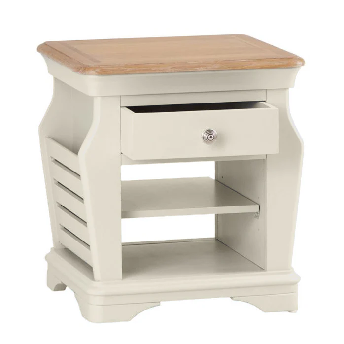 Brighton Warm White Painted Lamp Table with Magazine Holder - Grade B - Image 4