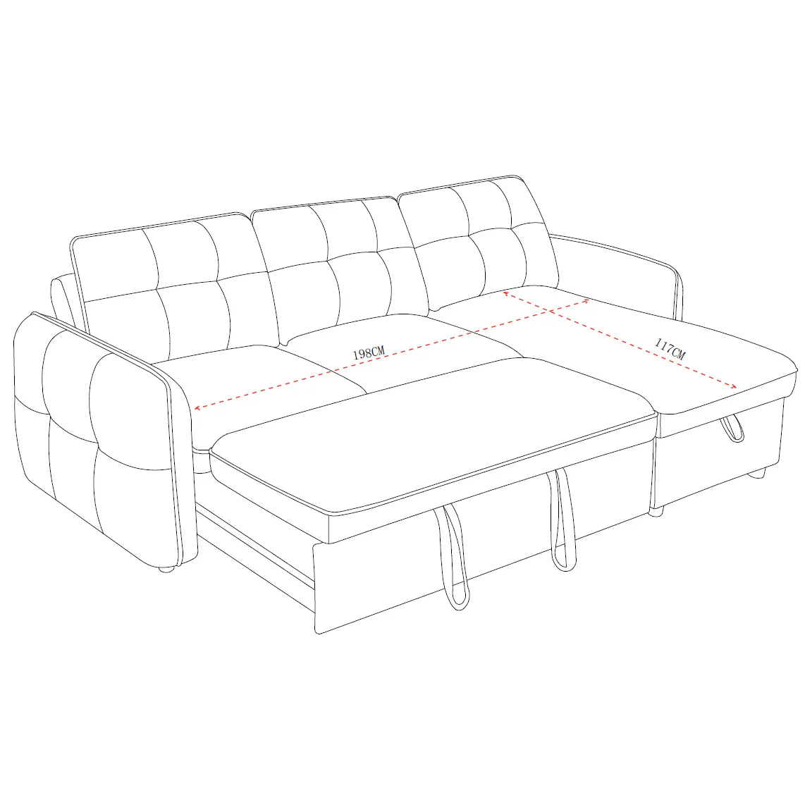 Brunswick 3 Seater Modular Pull Out Sofa Bed | Dark Grey - Image 7