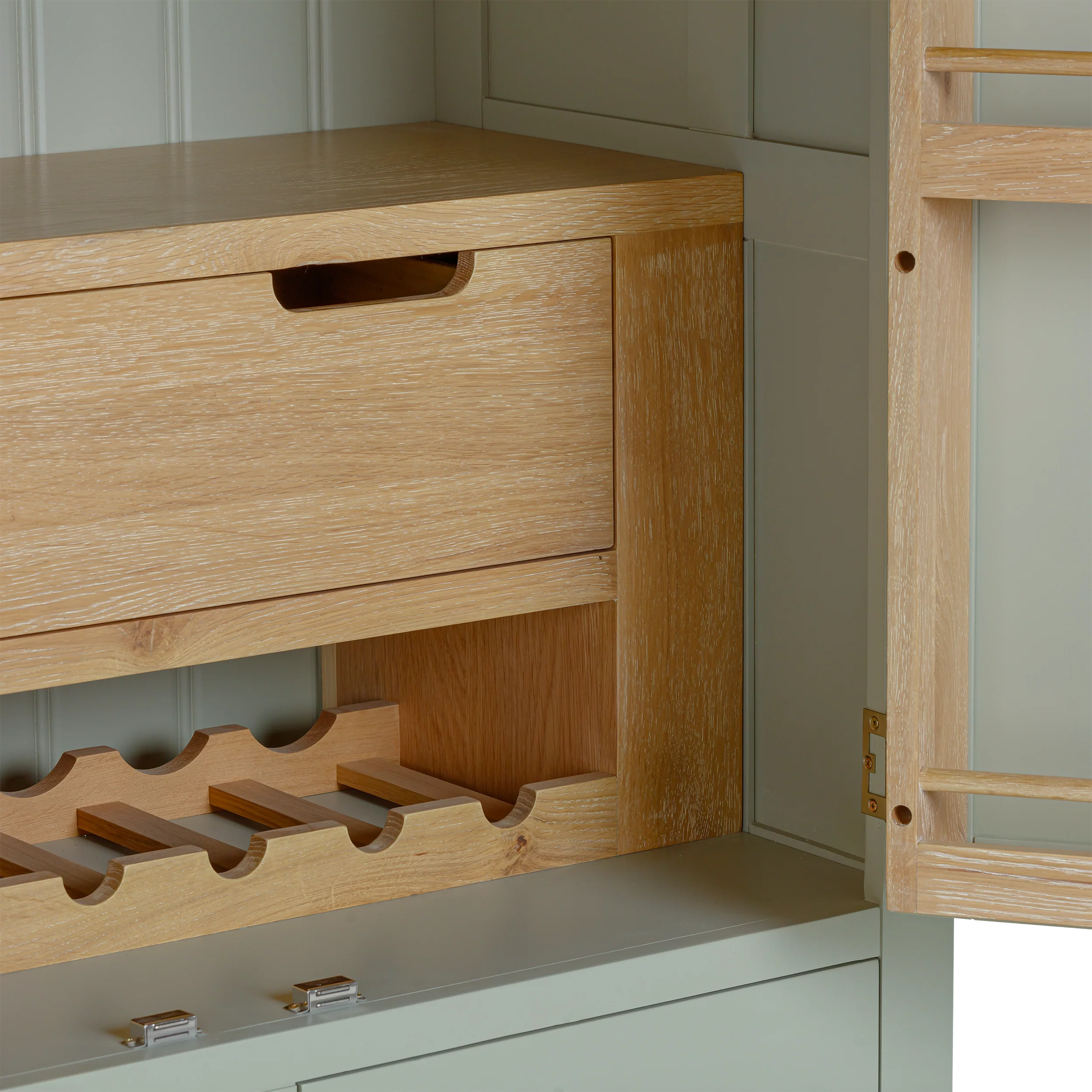 Burford Sage Green Painted Oak Double Larder Unit - Image 9
