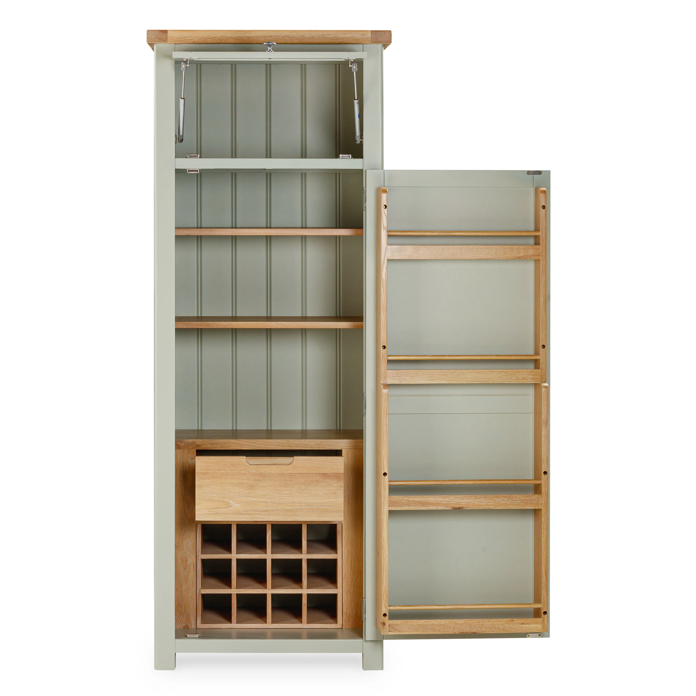 Burford Sage Green Painted Oak Pantry Unit - Image 4
