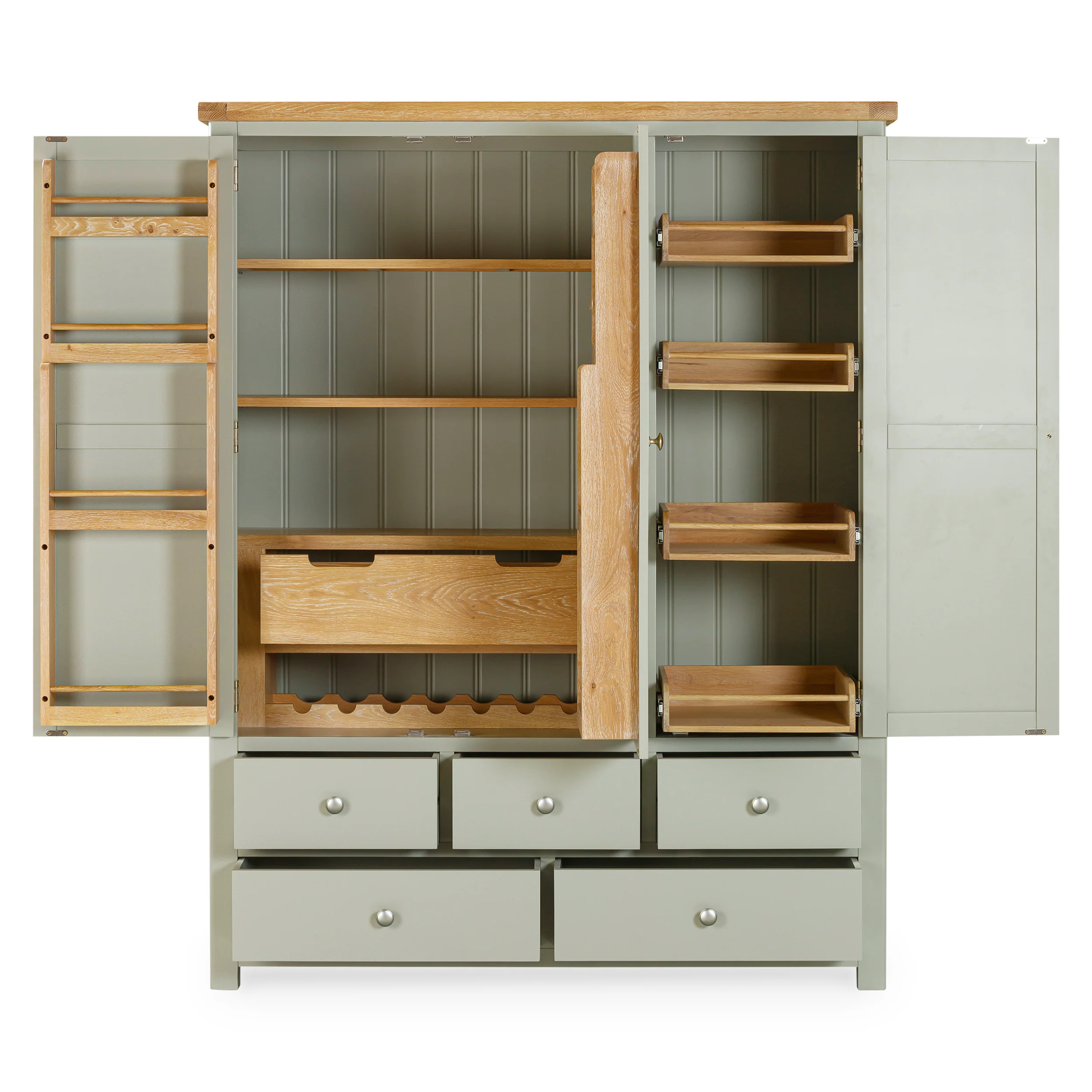 Burford Sage Green Painted Oak Triple Larder Unit - Image 5