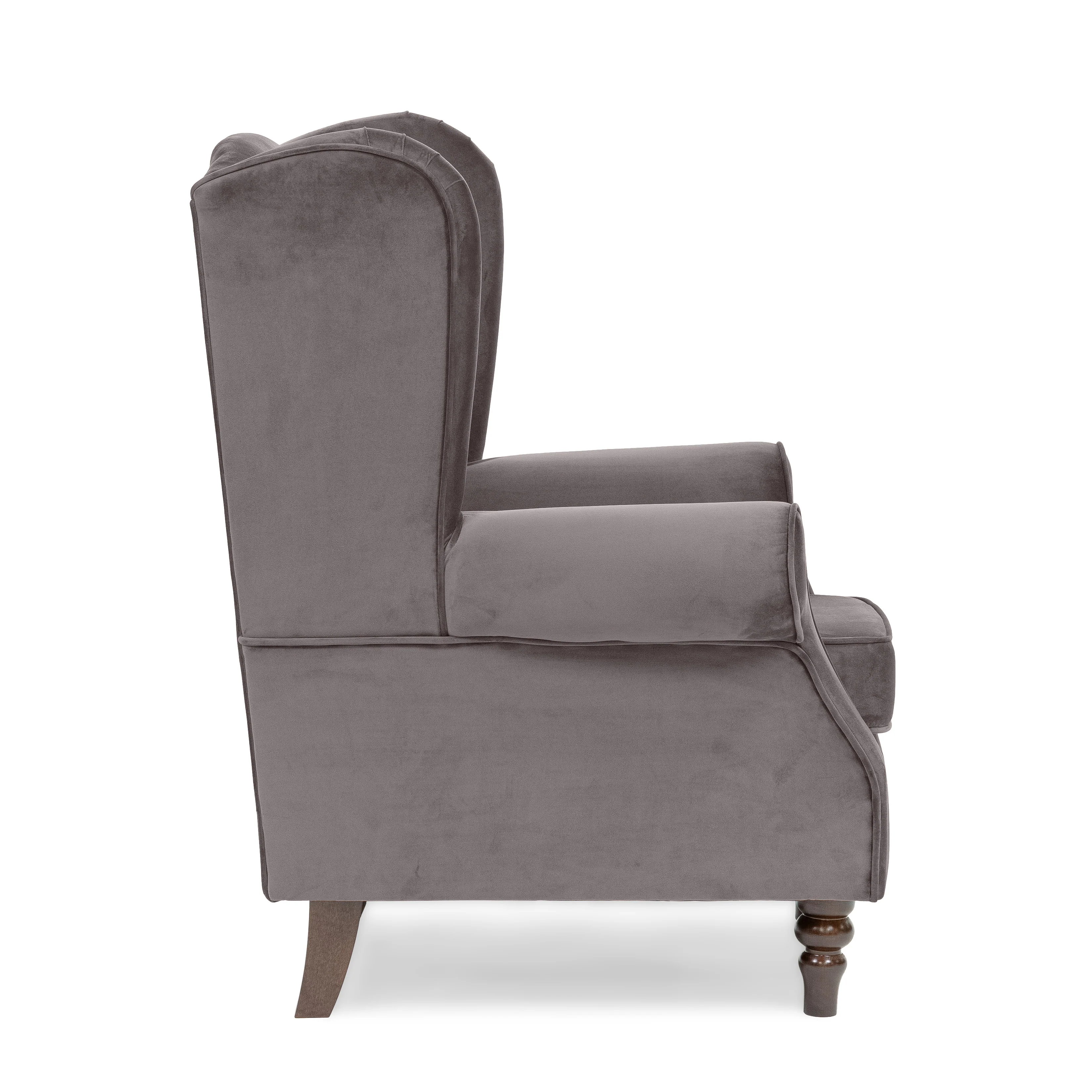Buxton Velvet Charcoal Wingback Armchair - Image 3