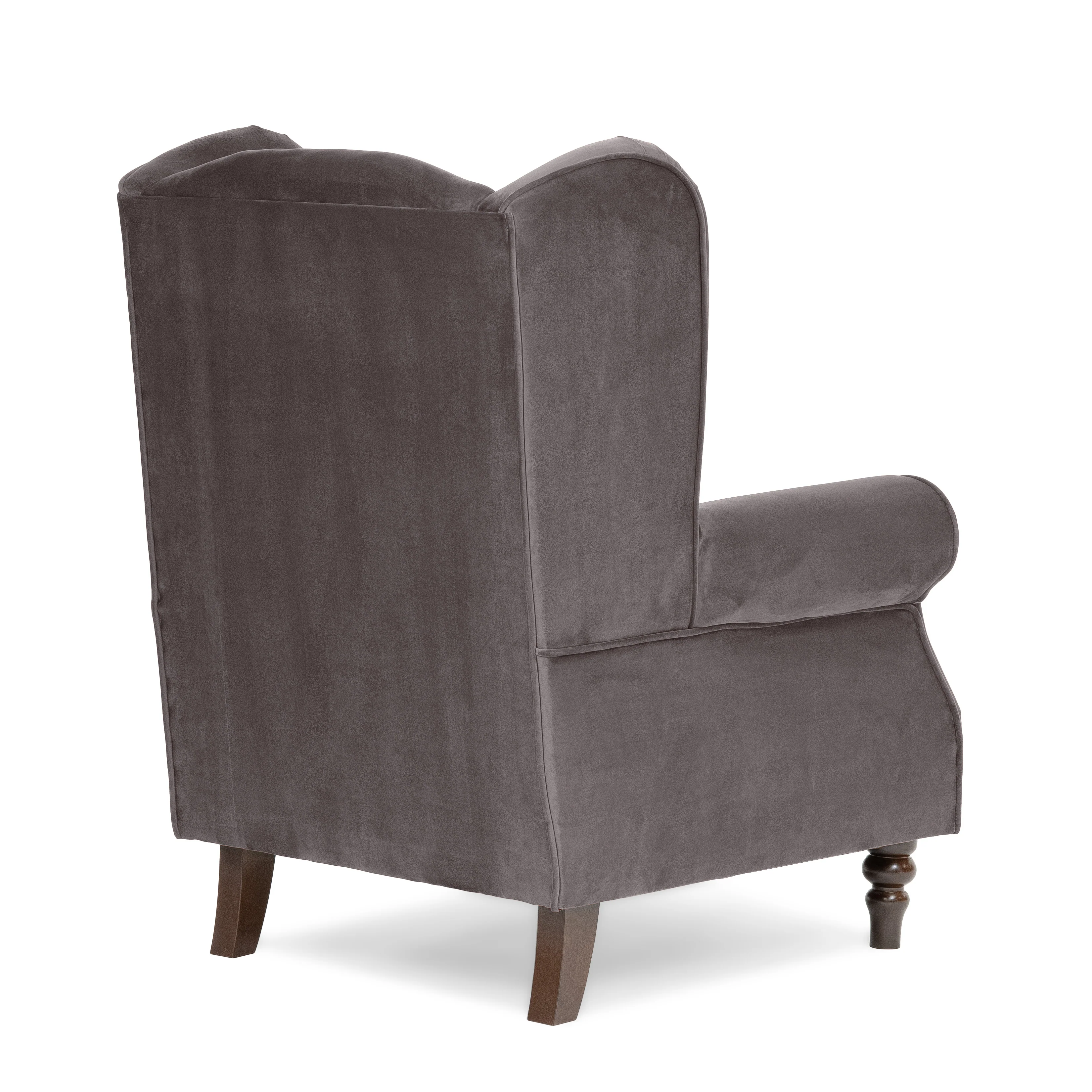 Buxton Velvet Charcoal Wingback Armchair - Image 4