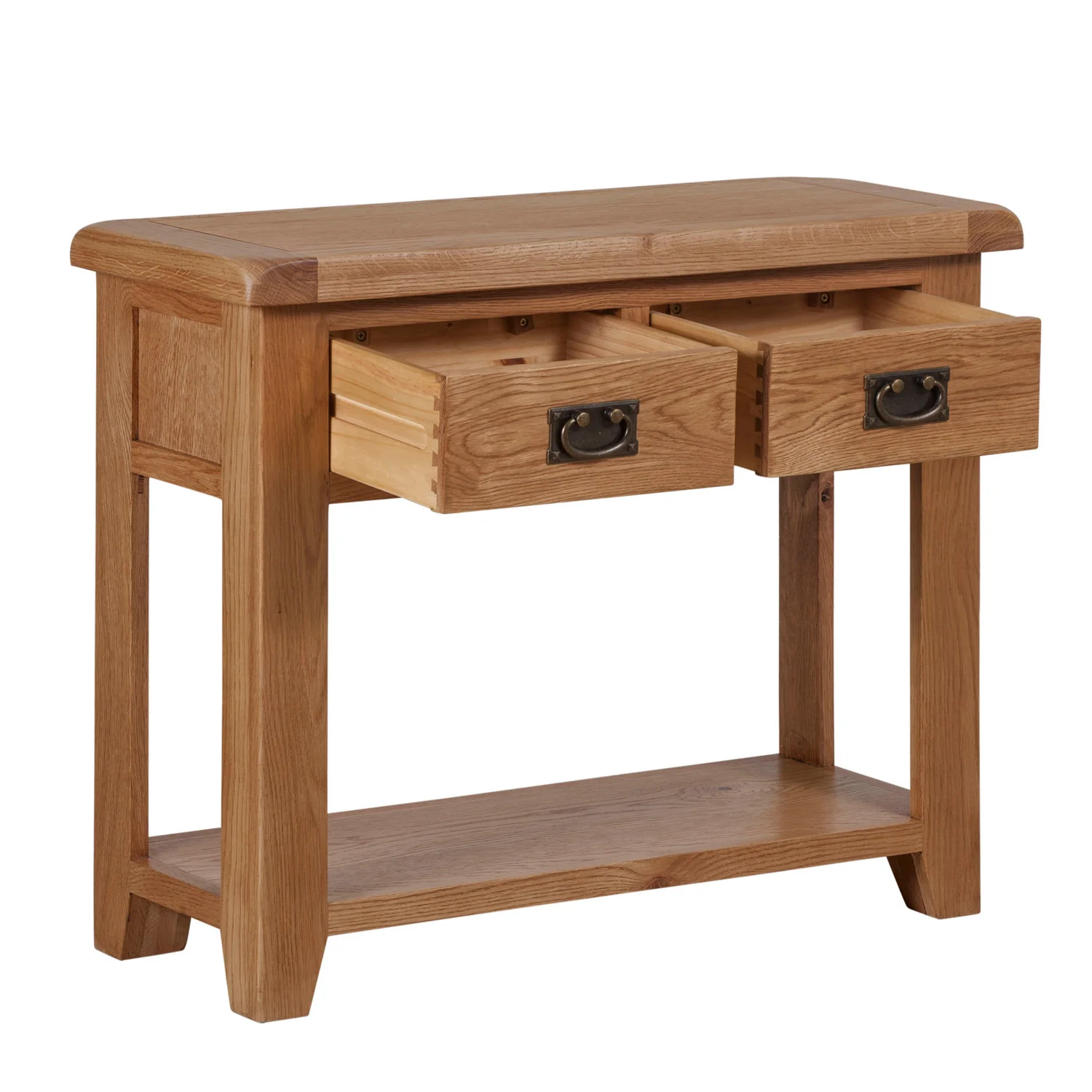Cambridge Oak 2 Drawer Console Table - Image 5