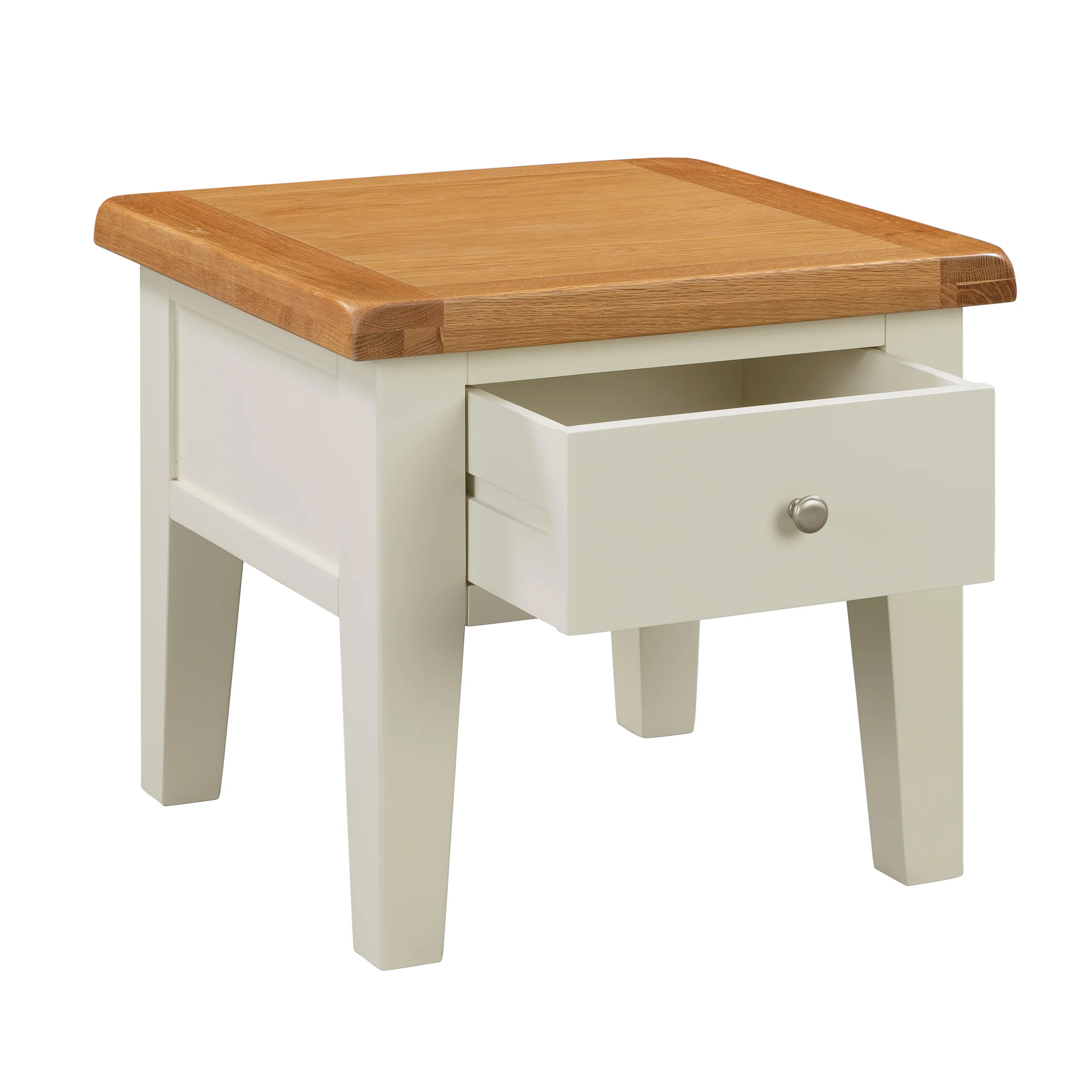 Cambridge Classic Cream Painted Oak 1 Drawer Lamp Table - Image 3