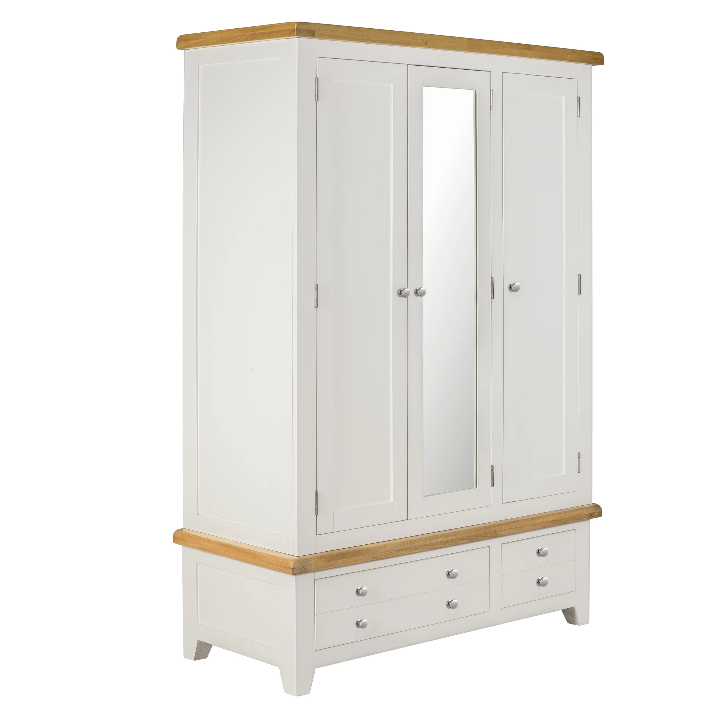 Cambridge Classic Cream Painted Oak 3 Door 2 Drawer Wardrobe - Image 2