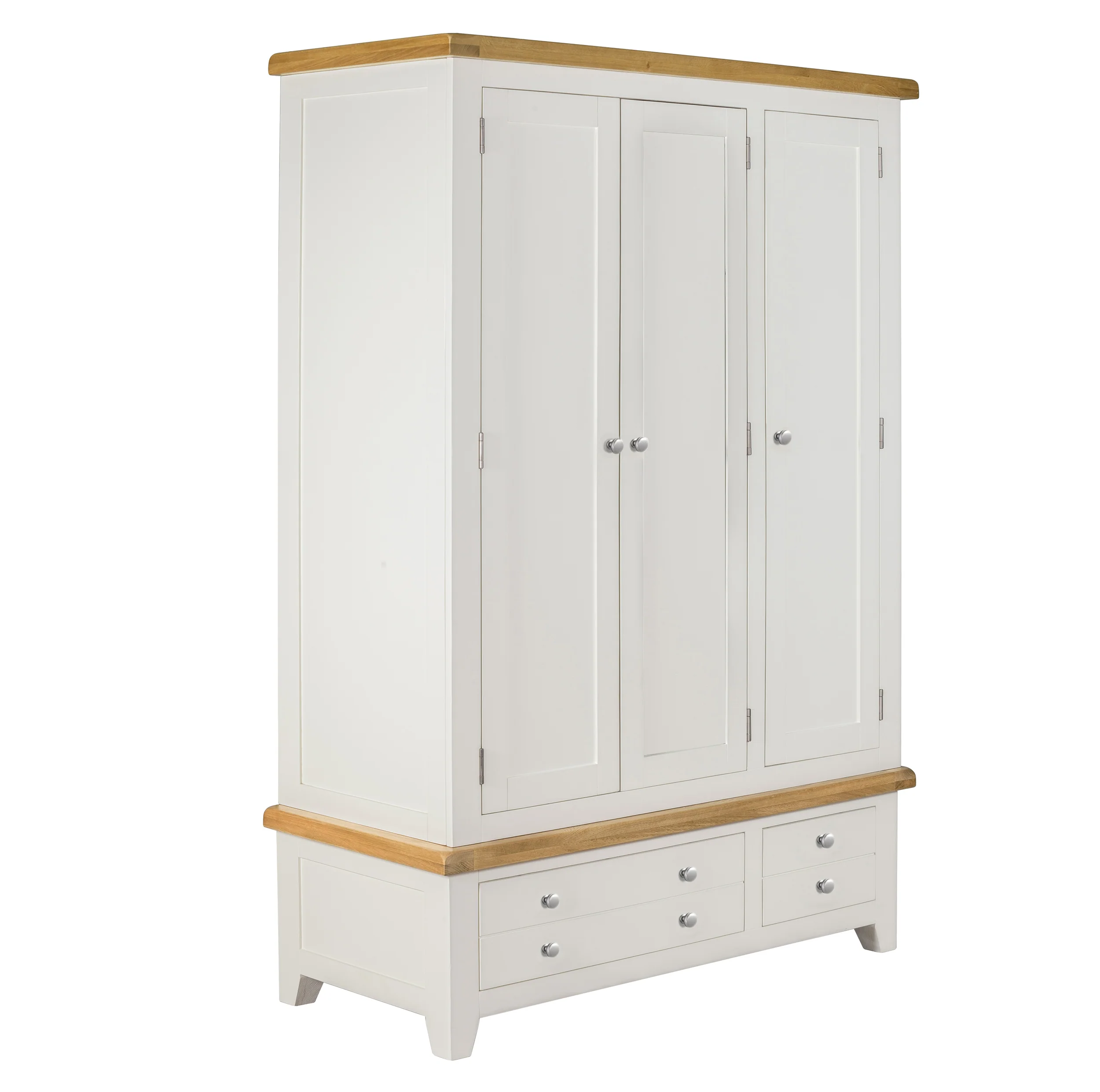 Cambridge Classic Cream Painted Oak 3 Door 2 Drawer Wardrobe - Image 2