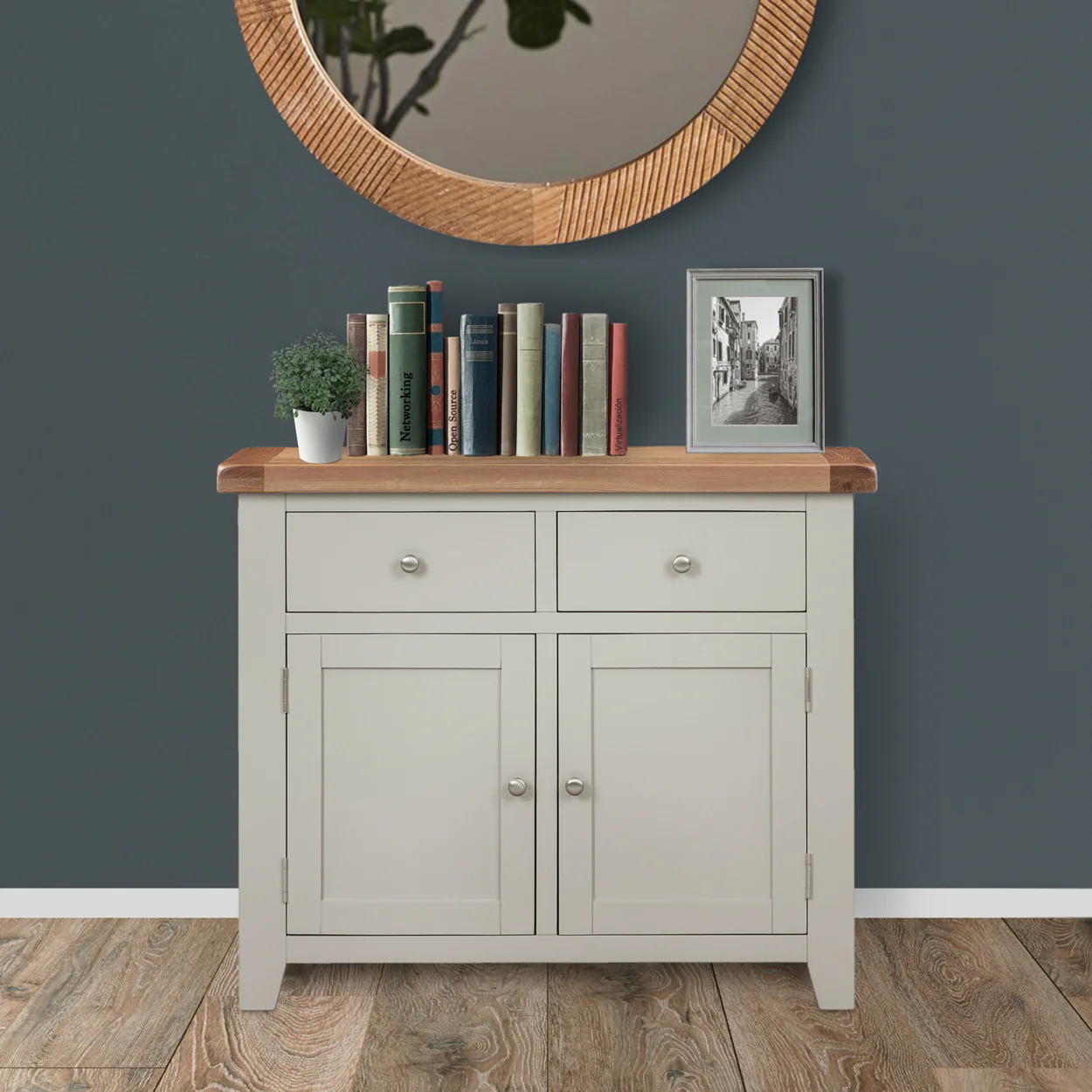 Cambridge Grey Painted Oak 2 Door 2 Drawer Sideboard - Image 6