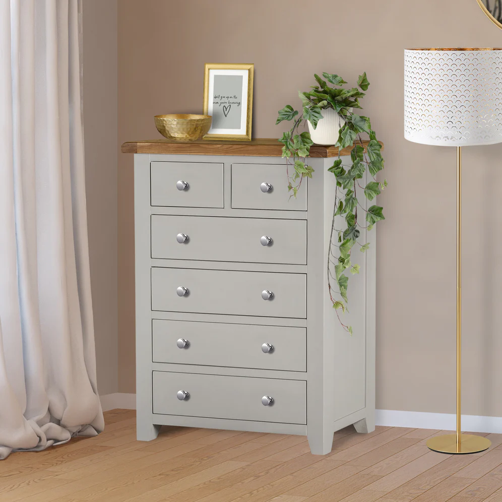 Cambridge Grey Painted Oak 2 Over 4 Chest Of Drawers - Image 4