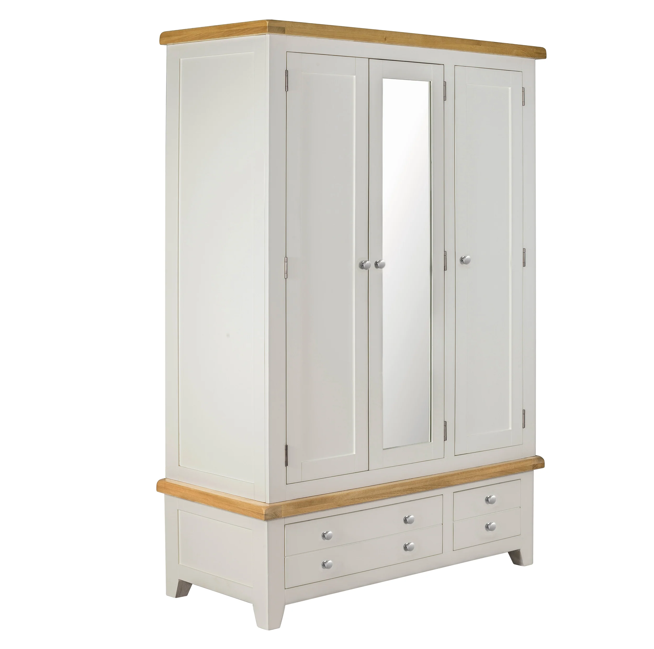 Cambridge Grey Painted Oak 3 Door 2 Drawer Wardrobe - Image 2
