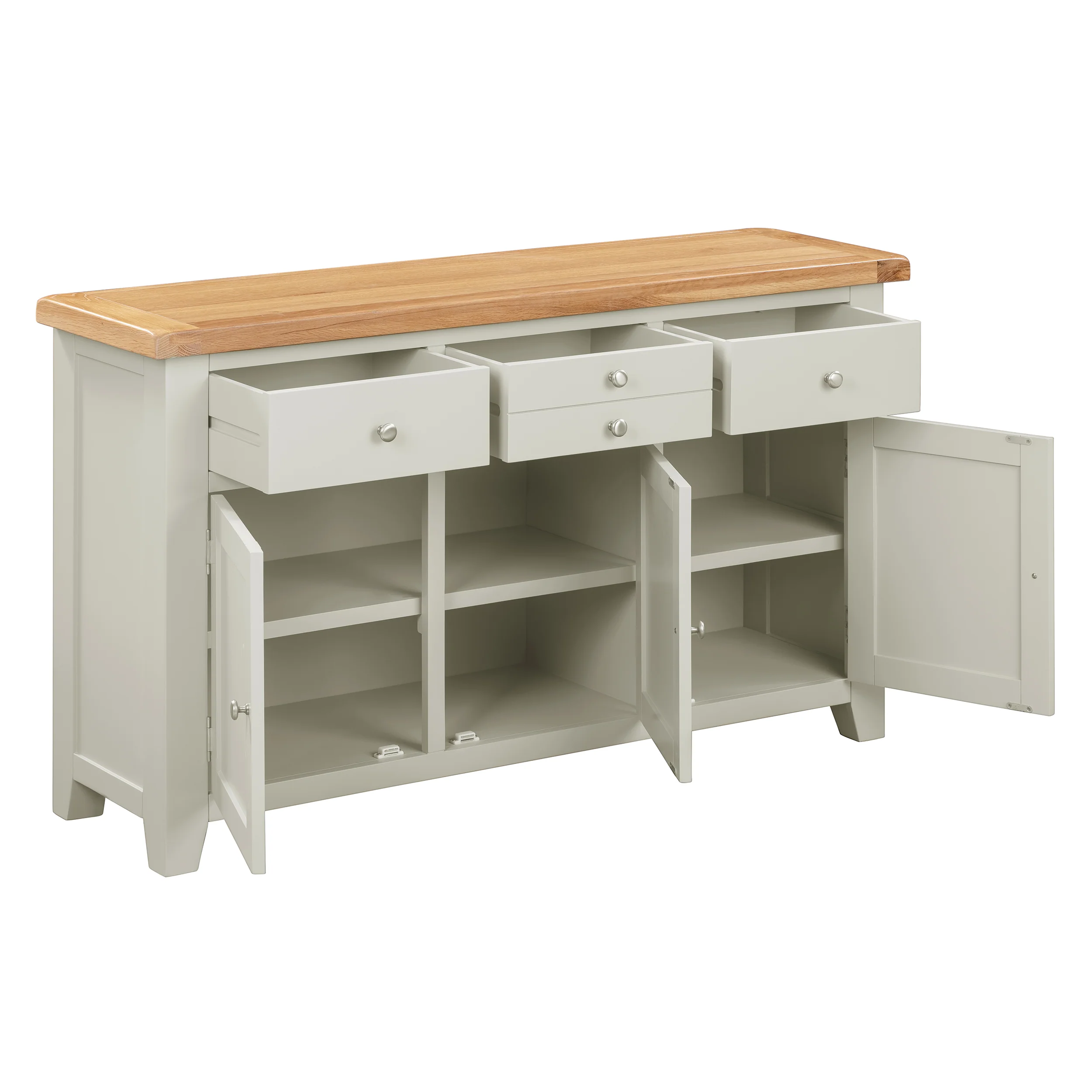 Cambridge Grey Painted Oak 3 Door 3 Drawer Sideboard - Image 4