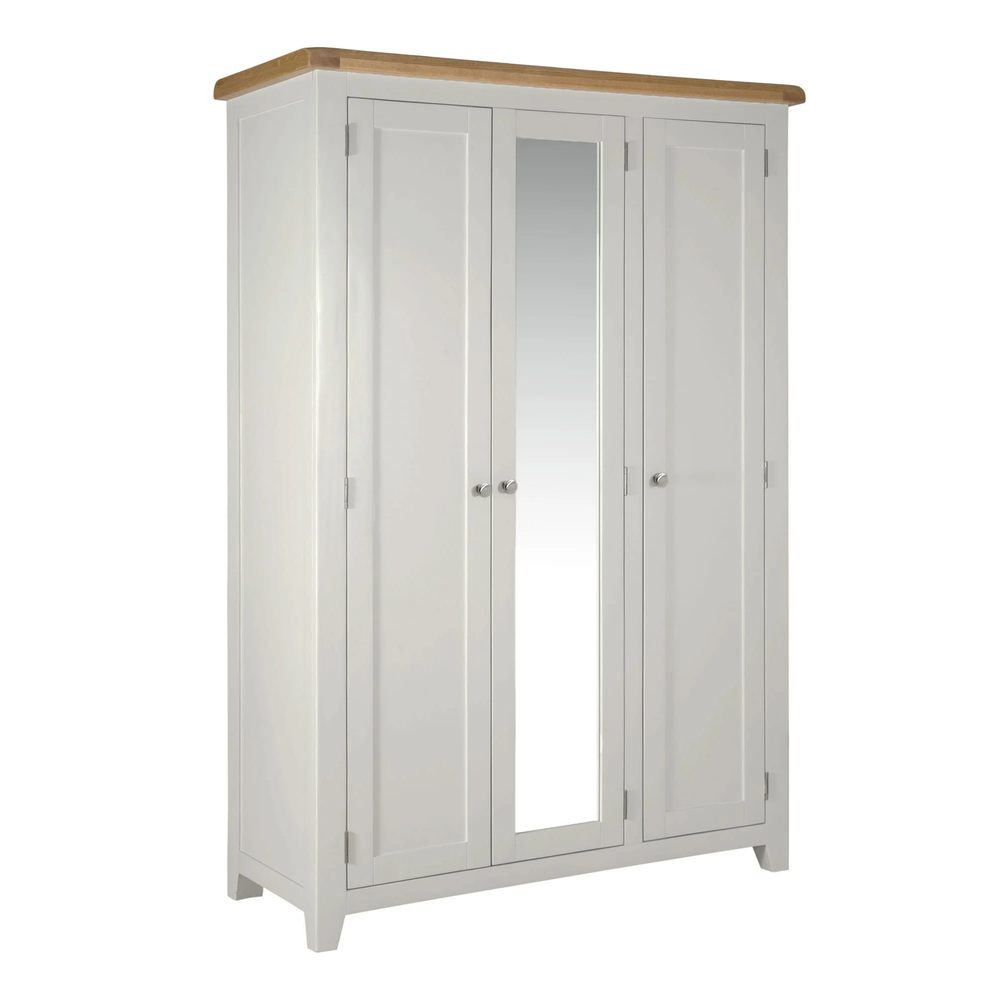 Cambridge Grey Painted Oak 3 Door Full Hanging Wardrobe - Image 2