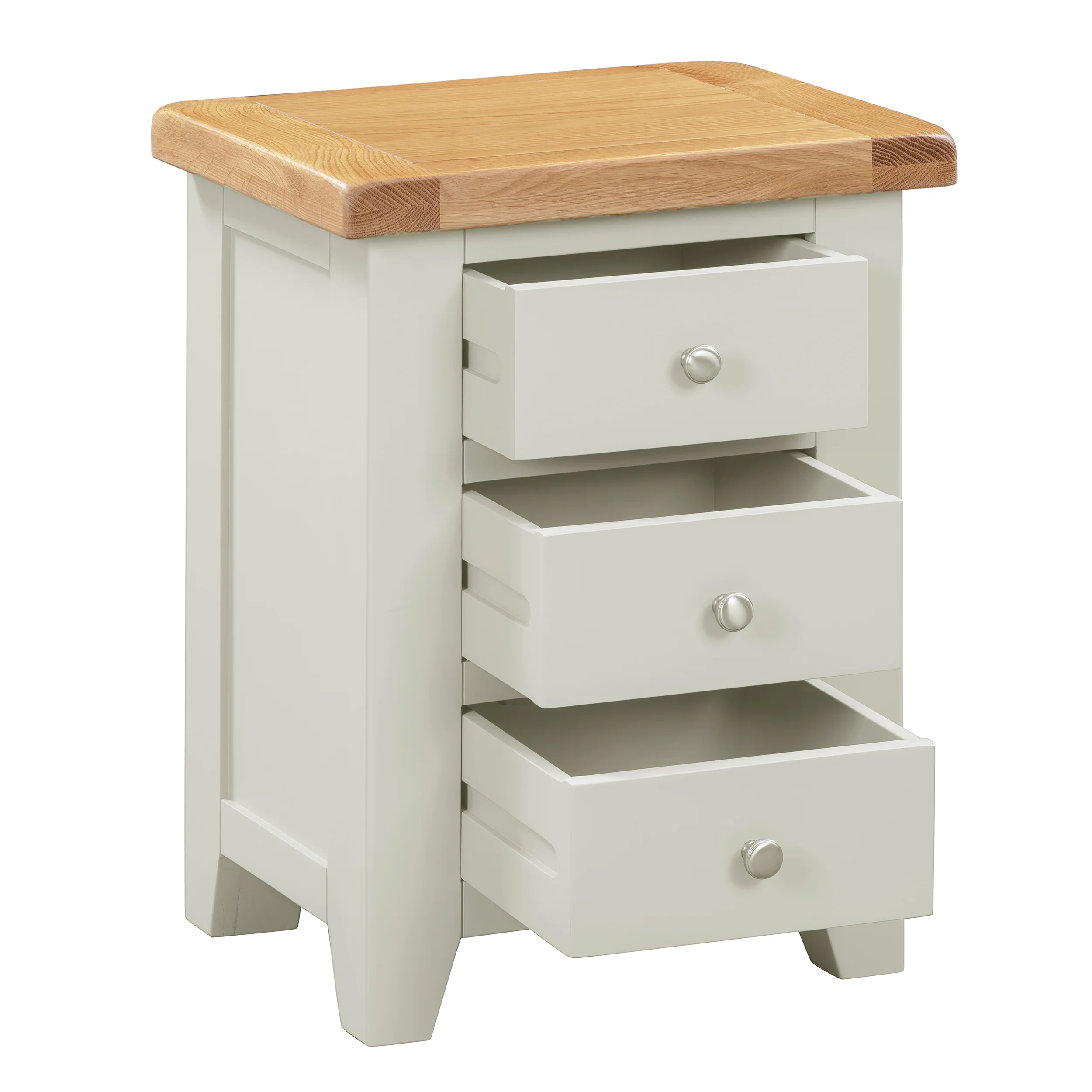 Cambridge Grey Painted Oak 3 Drawer Bedside - Image 4