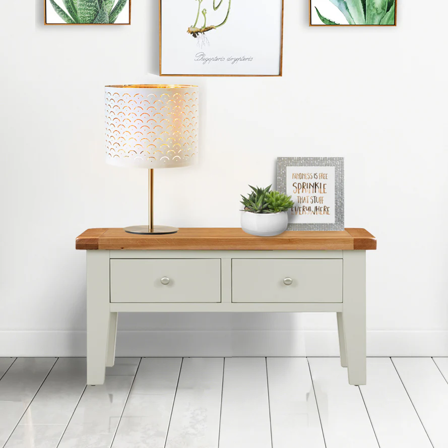 Cambridge Grey Painted Oak Coffee Table with Drawers - Image 7