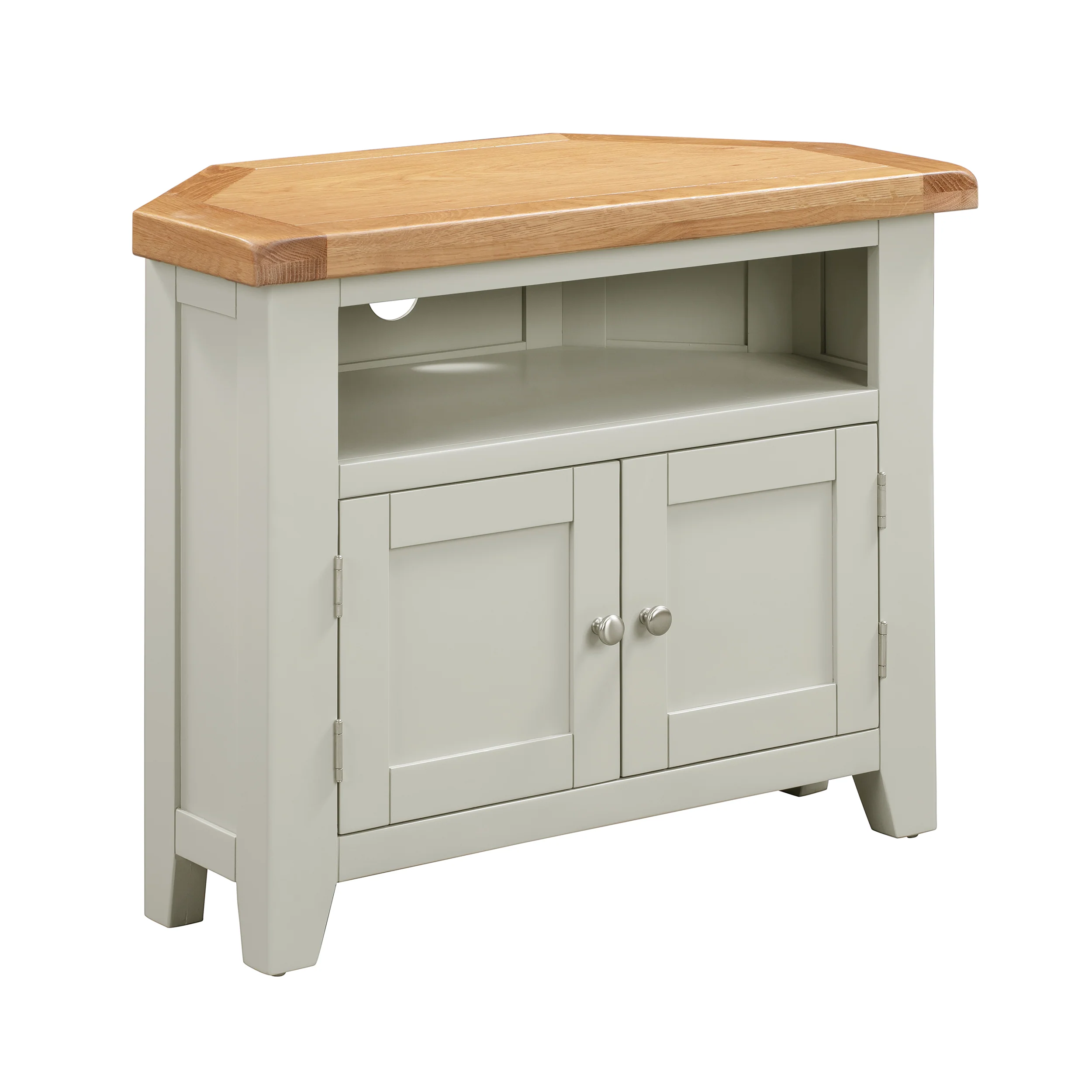 Cambridge Grey Painted Oak Corner TV Unit - Image 3