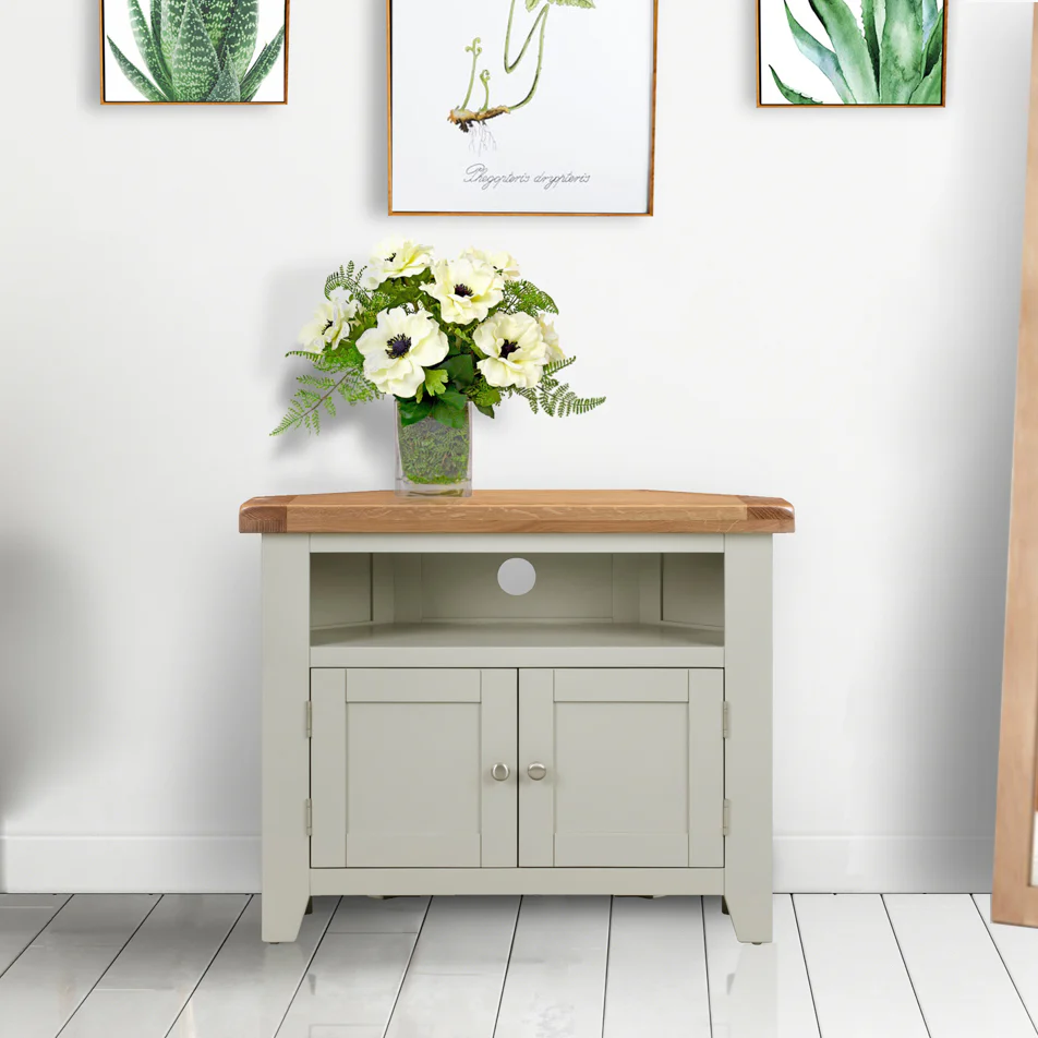 Cambridge Grey Painted Oak Corner TV Unit - Image 5
