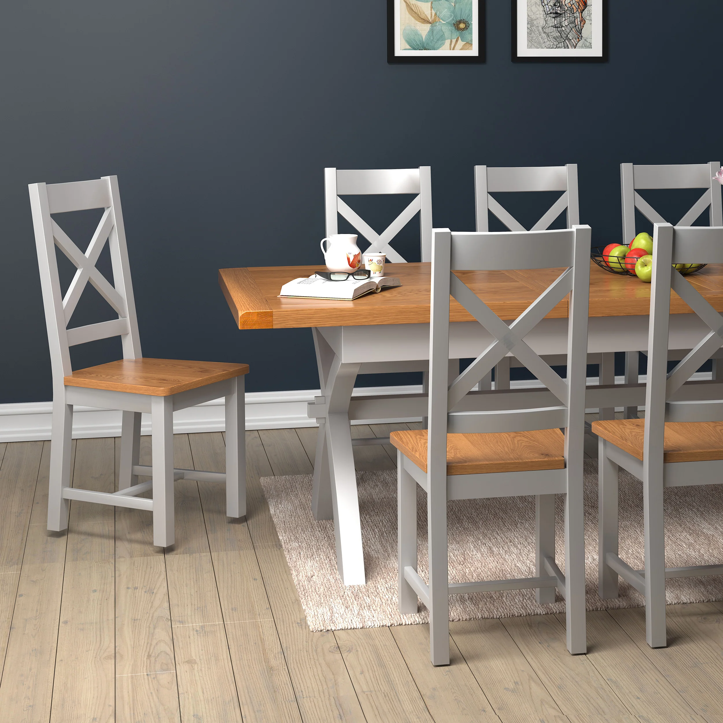 Cambridge Grey Painted Oak Dining Chair - Image 3