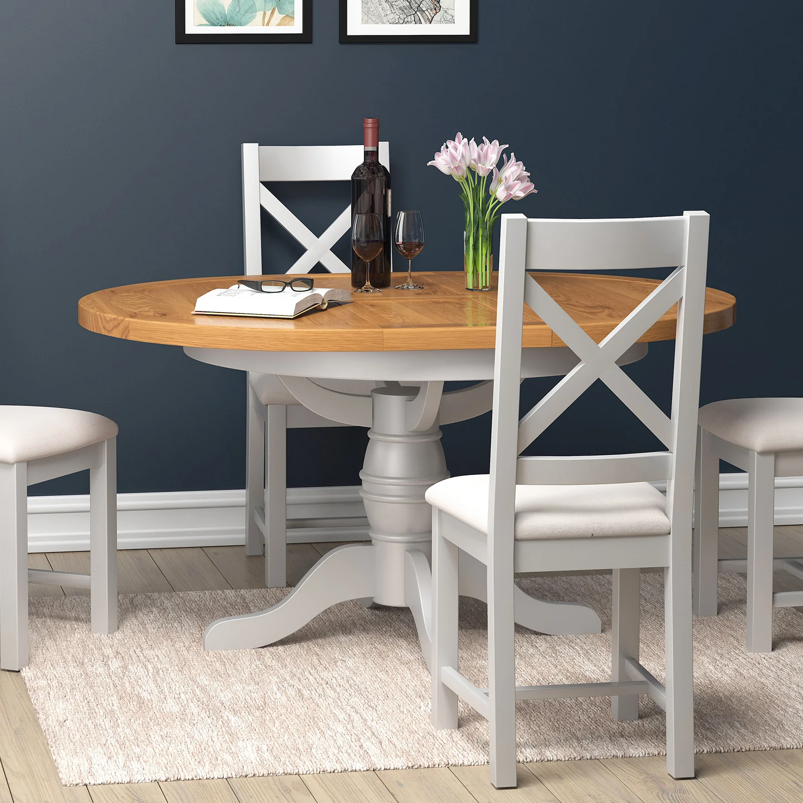 Cambridge Grey Painted Oak Dining Chair - Image 3