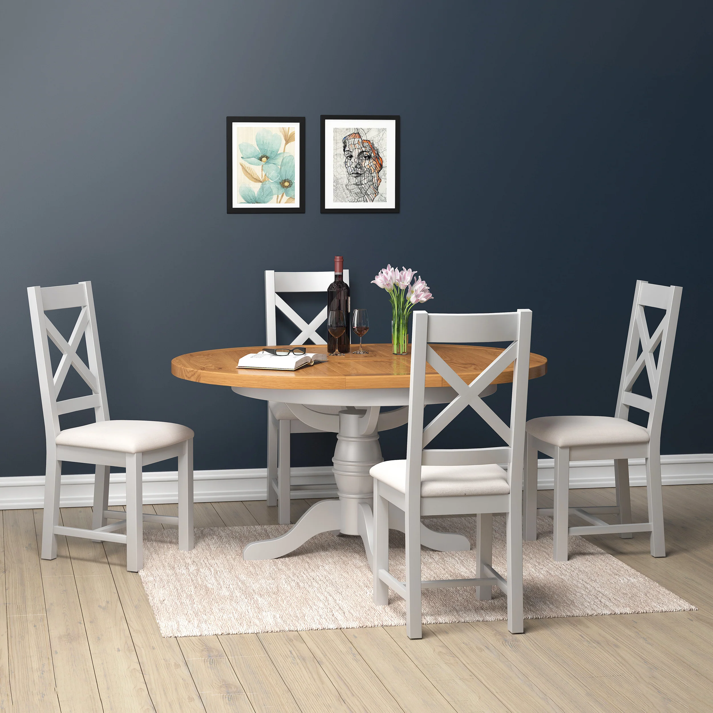 Cambridge Grey Painted Oak Dining Chair - Image 4