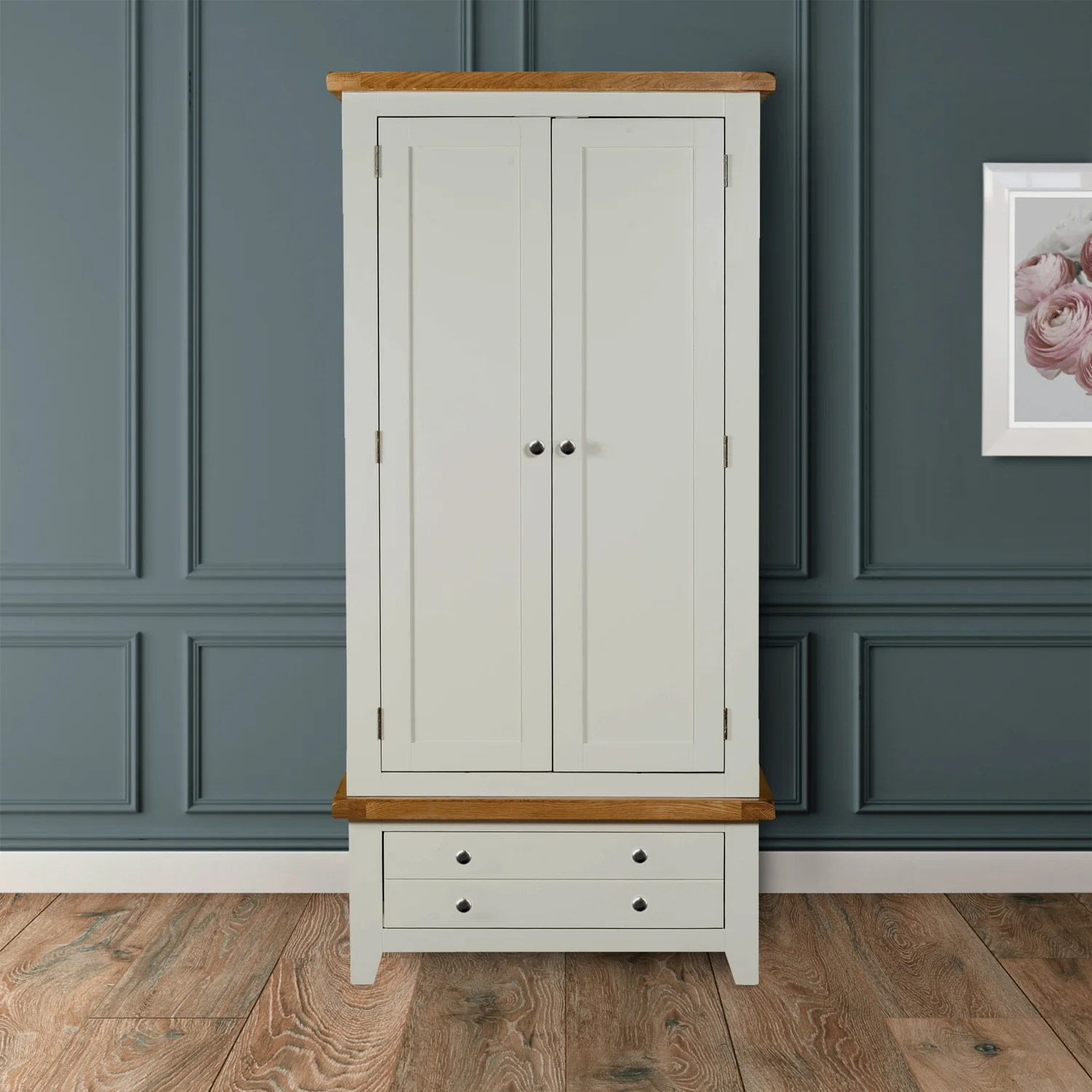 Cambridge Grey Painted Oak Double Wardrobe - Image 6