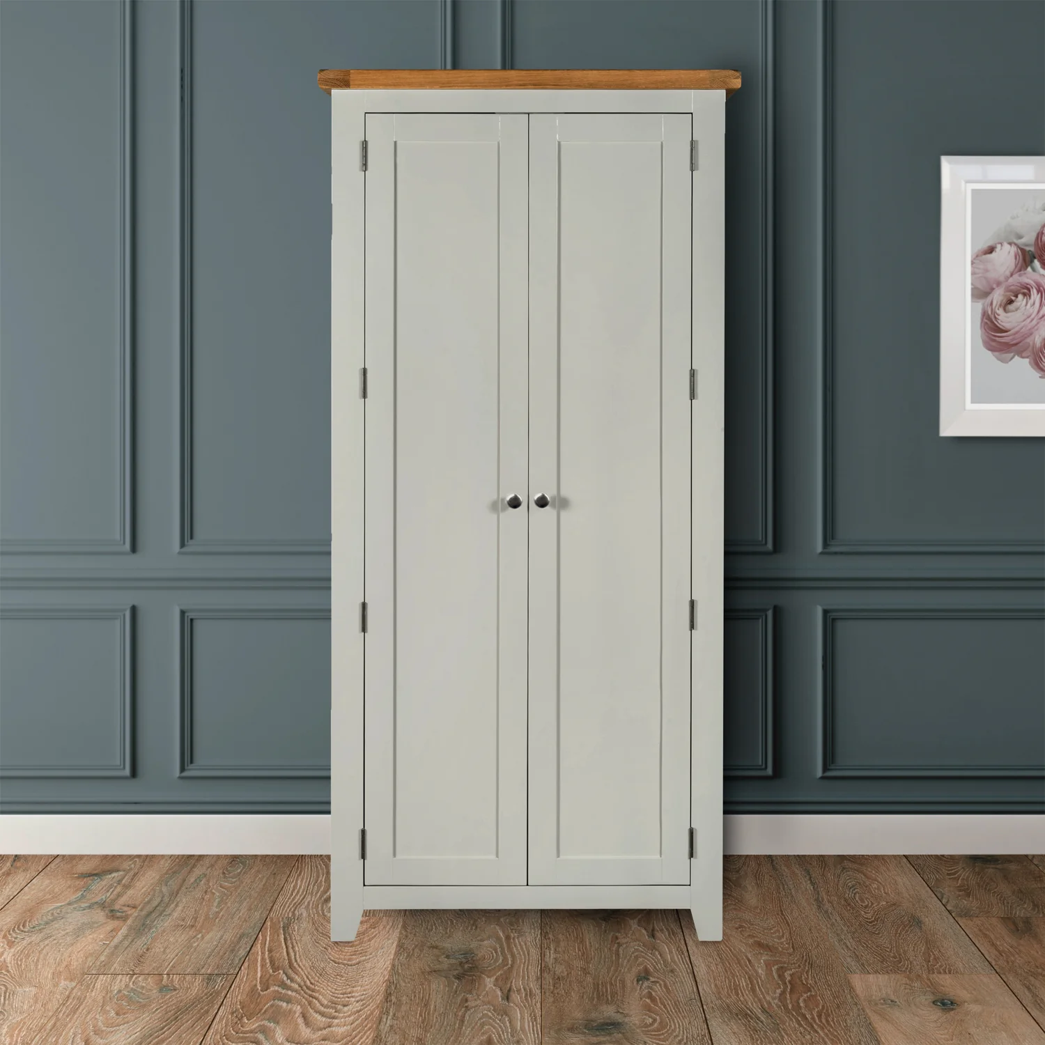 Cambridge Grey Painted Oak Full Hanging Wardrobe - Image 5