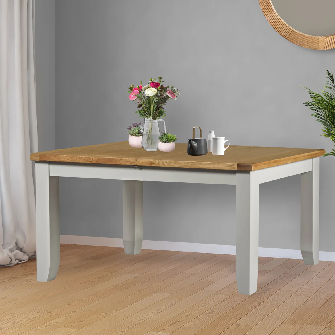 Cambridge Grey Painted Oak Medium Extending Dining Table (1.4 m-1.8 m) - Image 3