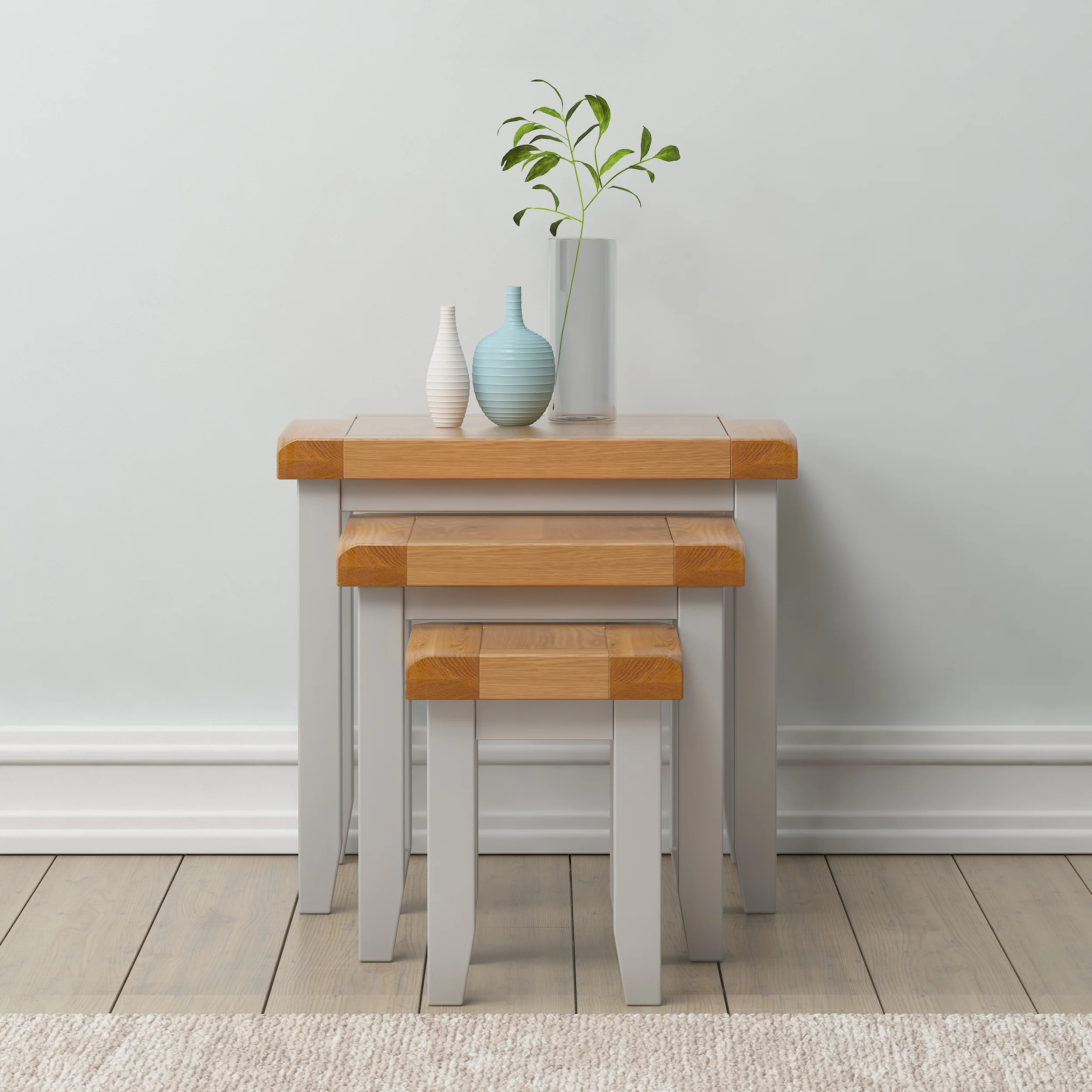 Cambridge Grey Painted Oak Nest of 3 Tables