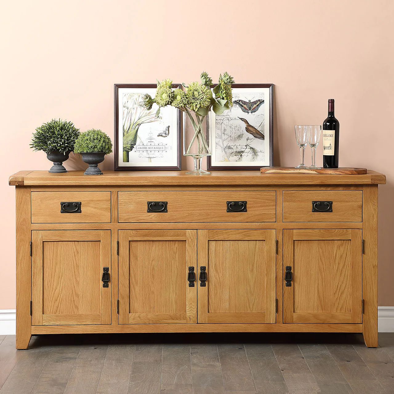 Cambridge Oak 4 Door 3 Drawer Sideboard - Image 2