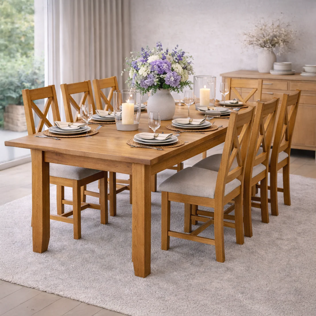 Cambridge Oak Large Extending Dining Table (1.8 m-2.3 m)