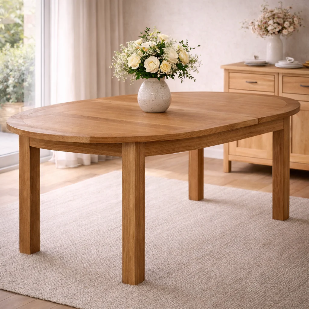 Cambridge Oak Round Extending Dining Table (1.1 m-1.5 m) - Image 3