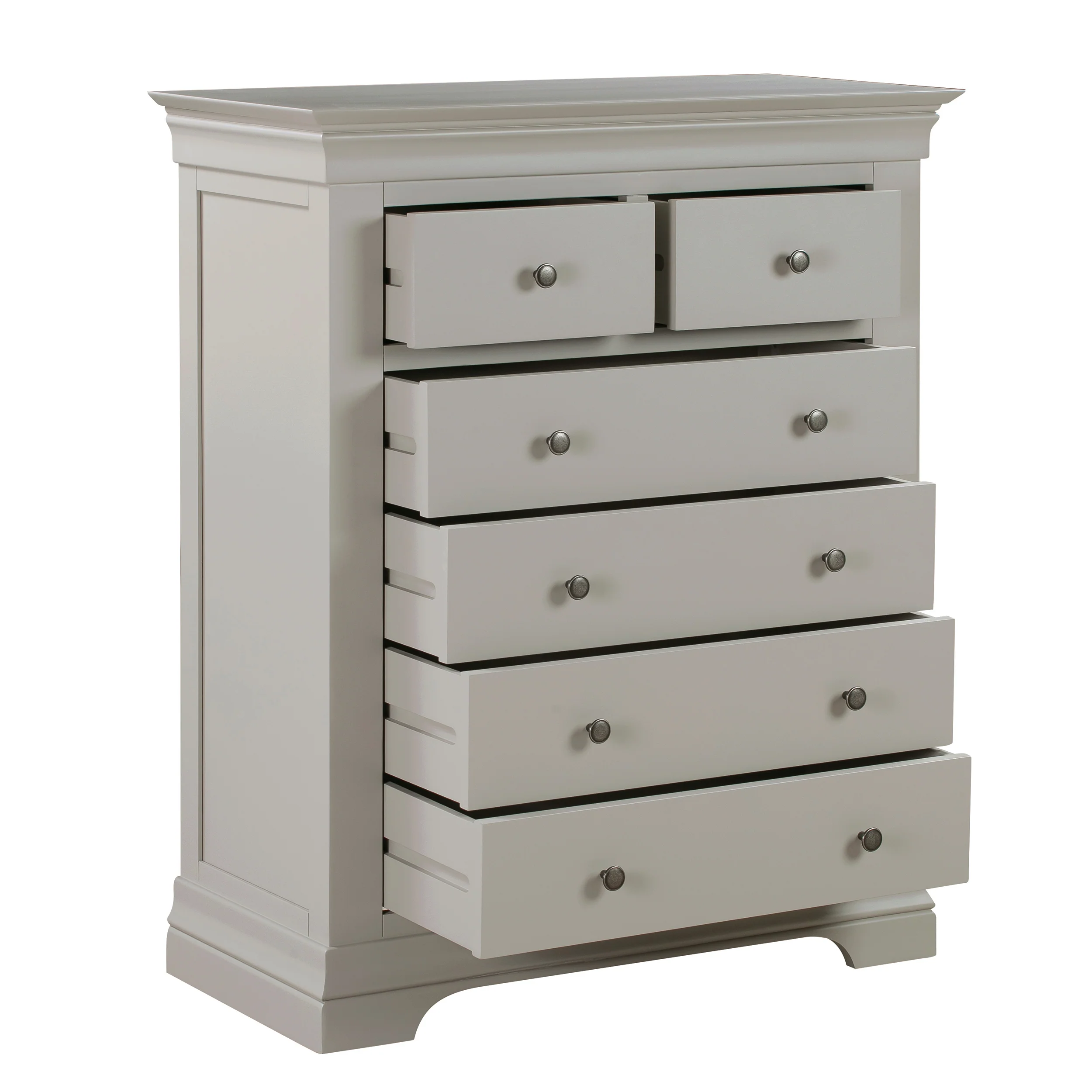 Chantilly Pebble Grey 2 Over 4 Chest Of Drawers - Image 3