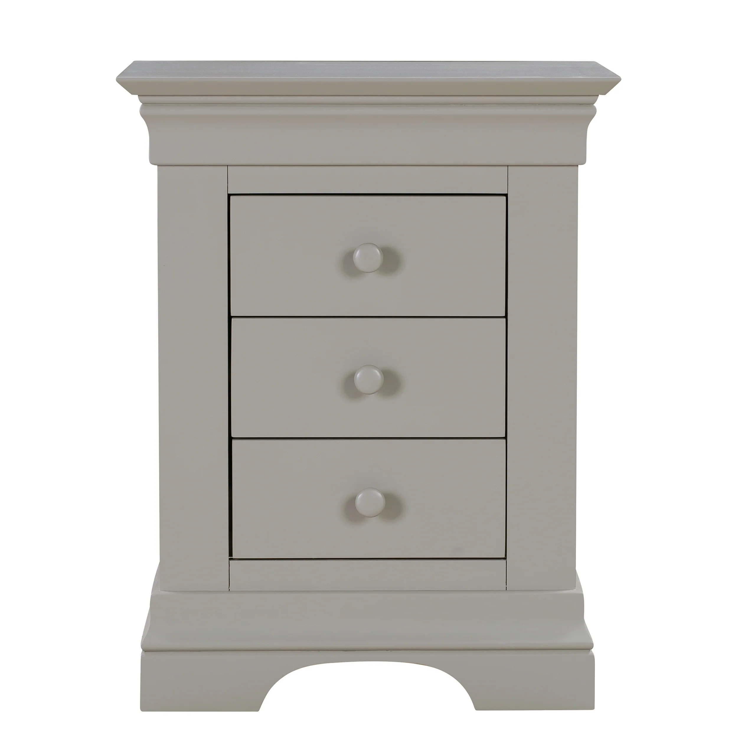 Chantilly Pebble Grey 3 Drawer Bedside Table - Image 5
