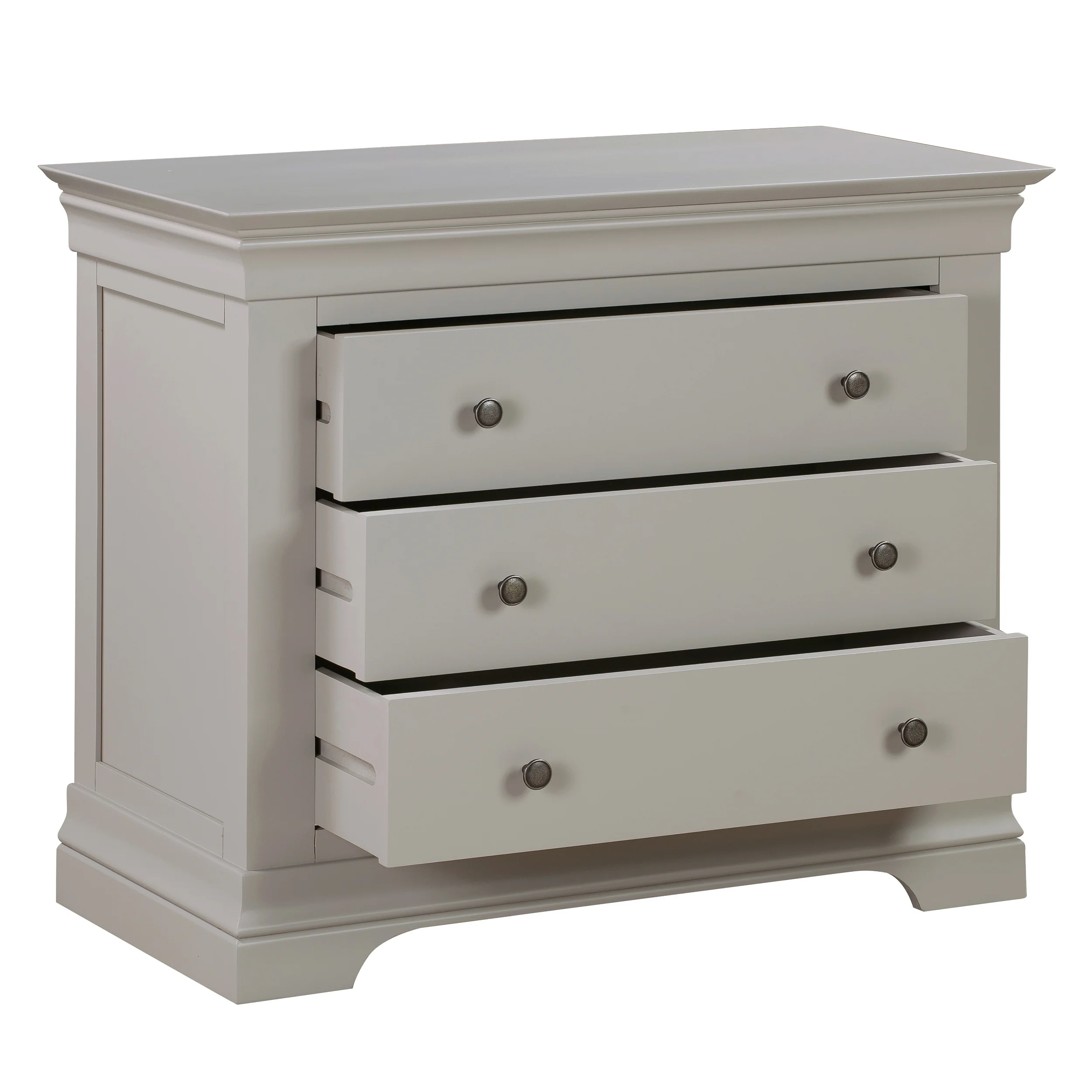 Chantilly Pebble Grey 3 Drawer Chest - Image 3