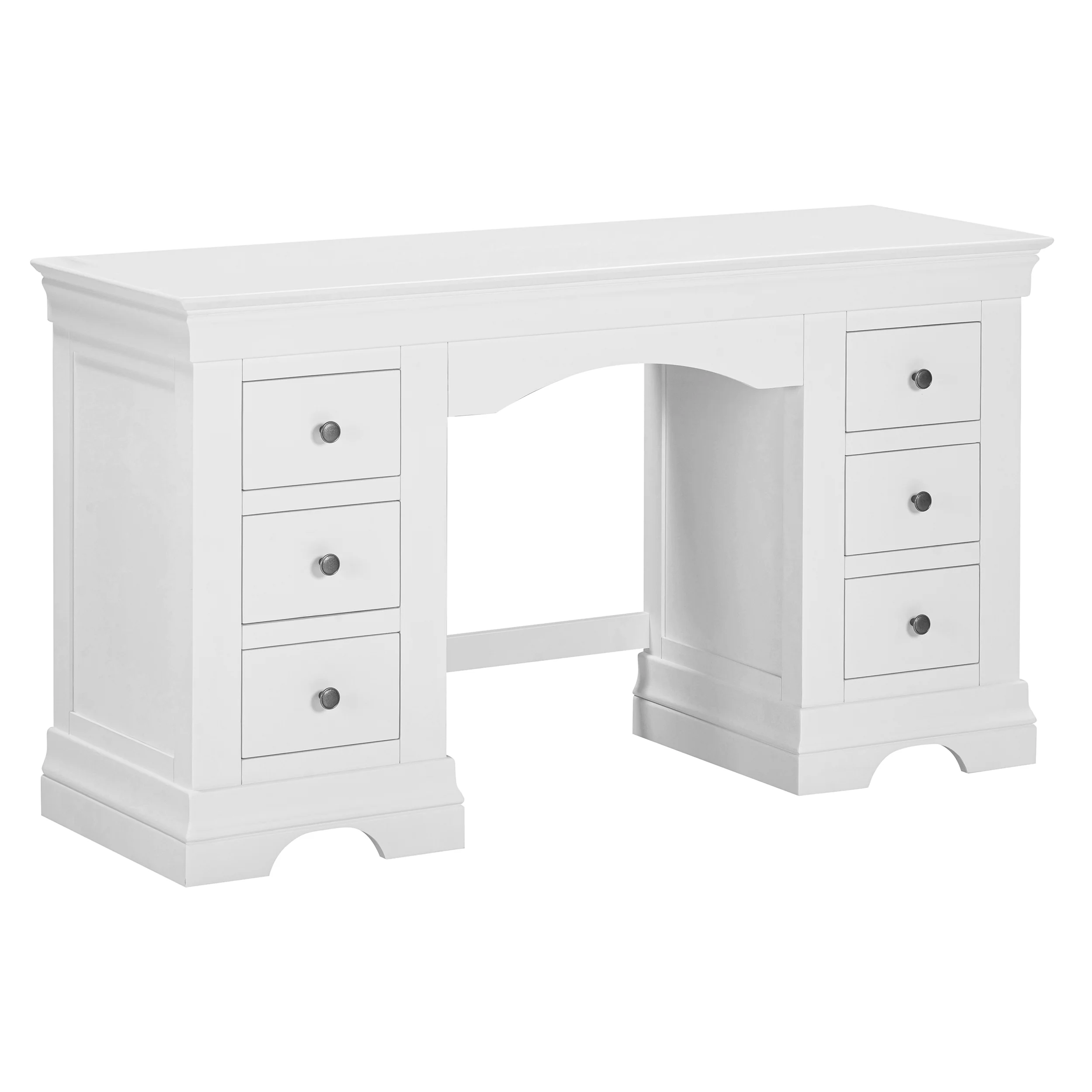 Chantilly Warm White Double Pedestal Dressing Table - Image 3
