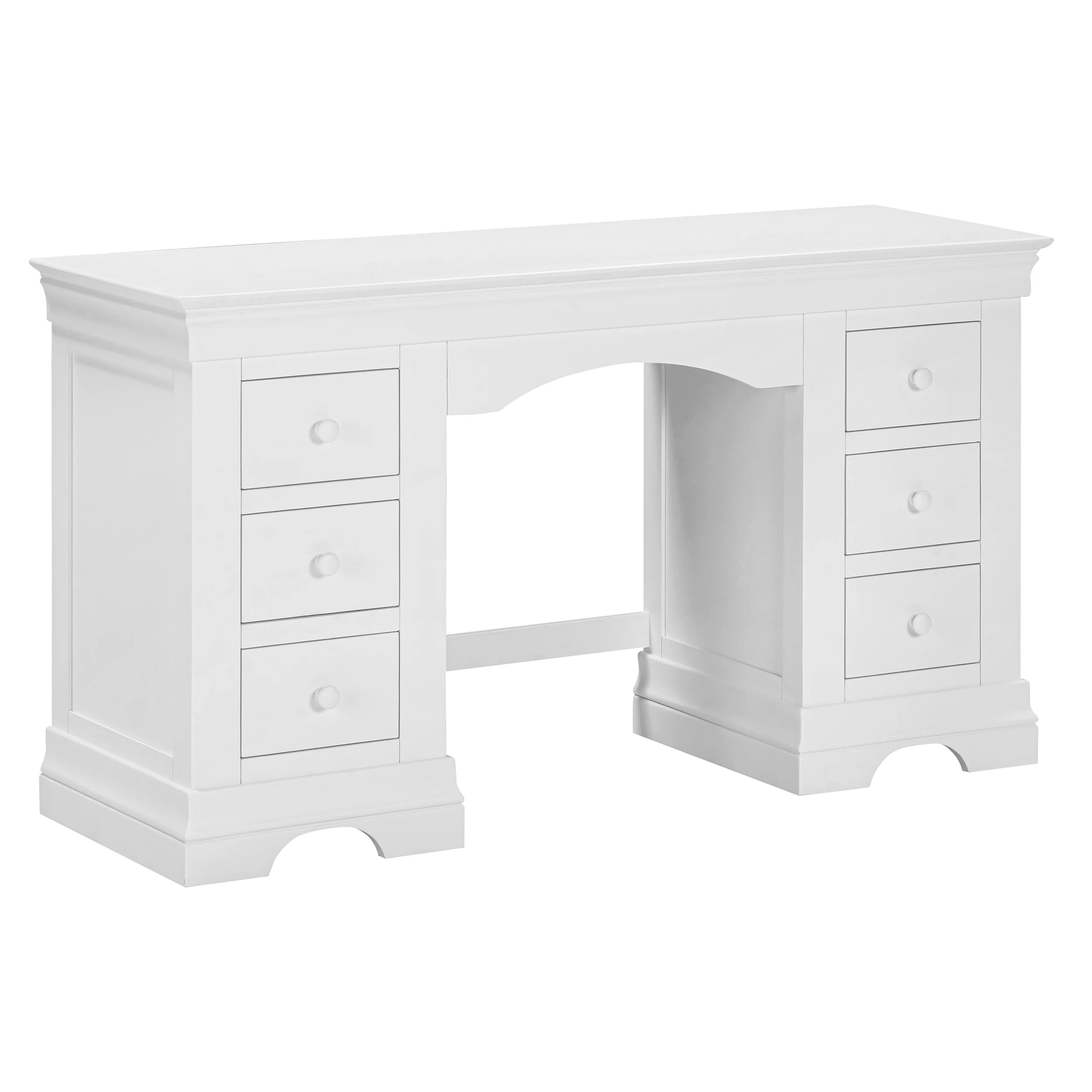 Chantilly Warm White Double Pedestal Dressing Table - Image 7