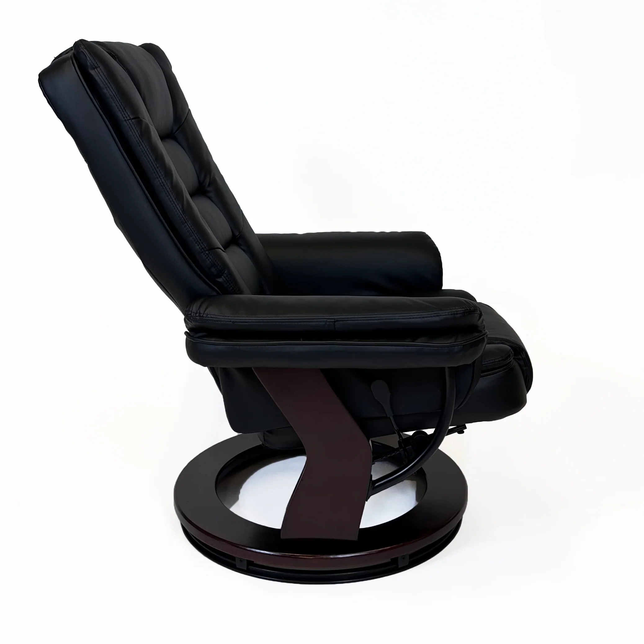 Charlton Swivel Recliner & Footstool | Black - Image 3